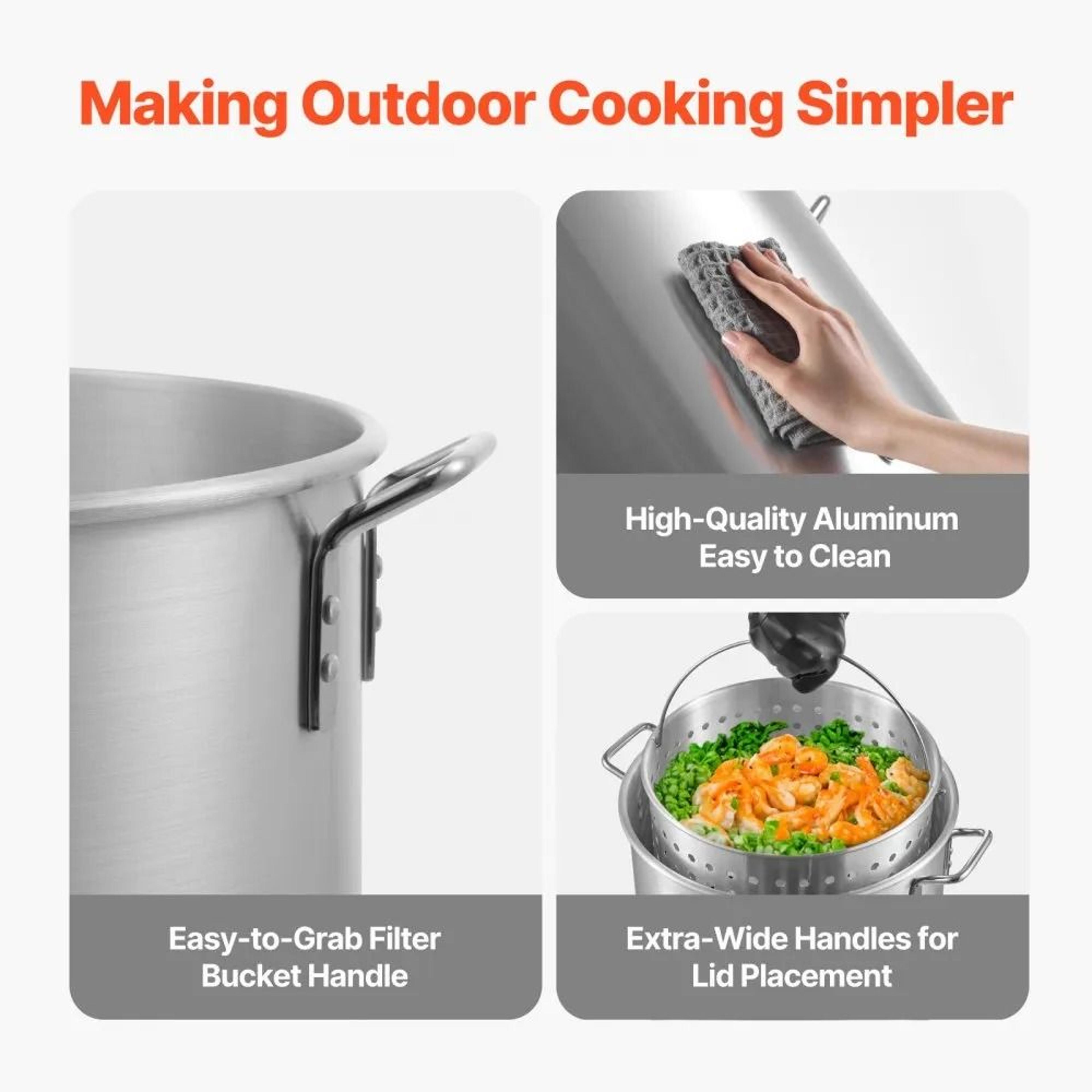 100 Qt Seafood Boiling Kit With Strainer Outdoor Crab Crawfish Cooker Set 2