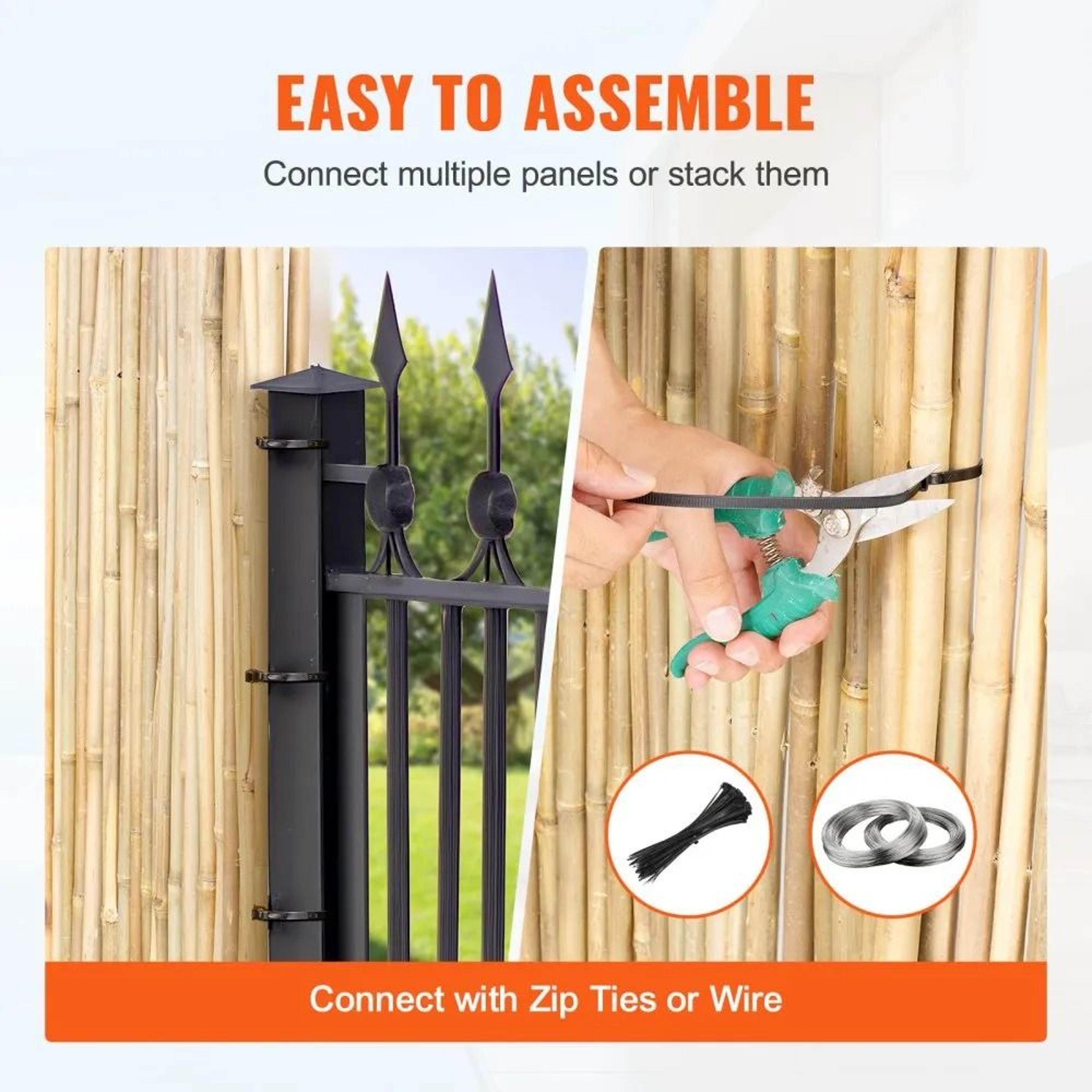Natural Bamboo Privacy Fence 6x8 Ft Eco Friendly Garden Screen 4