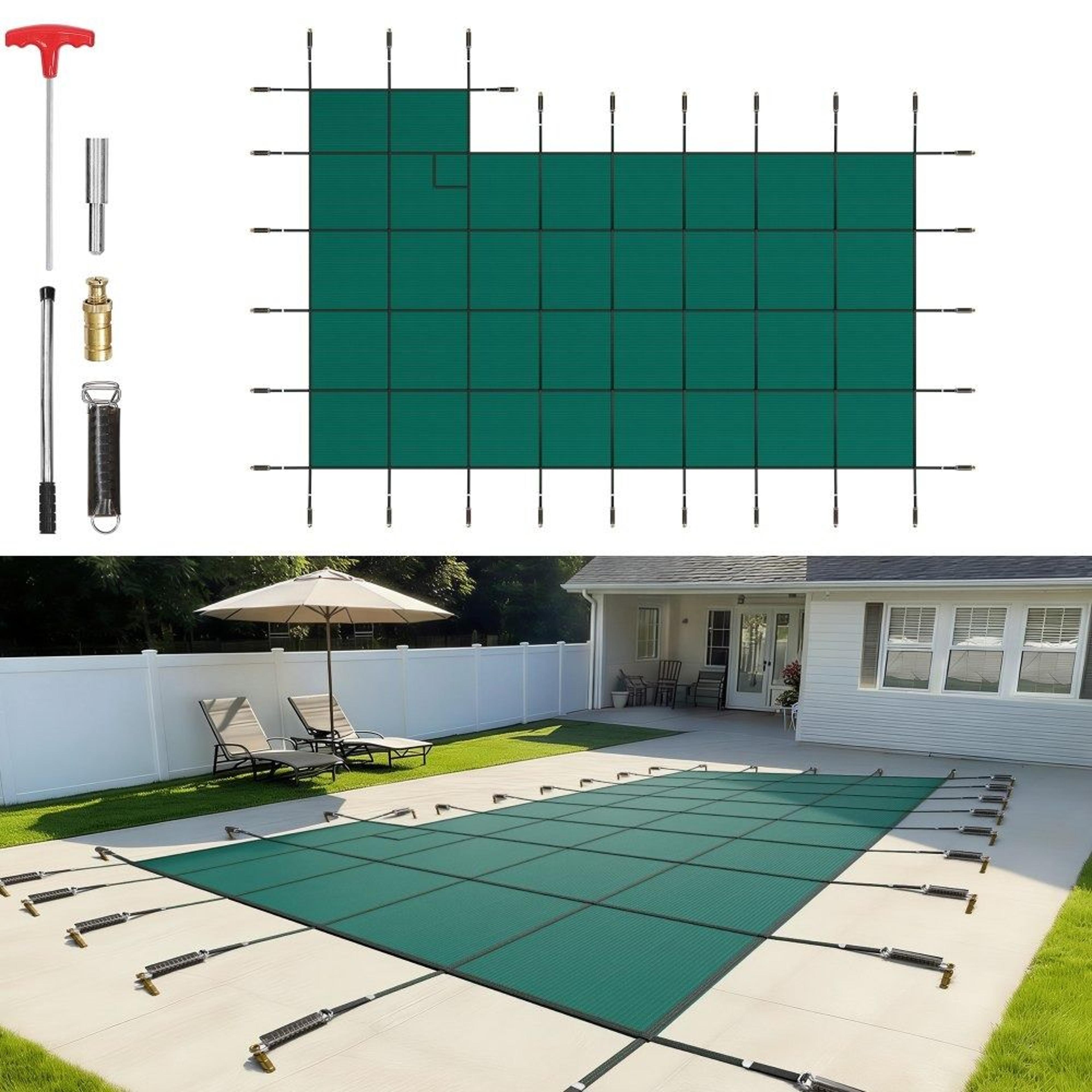inground pool safety cover 20 x 38 ft winter pool cover with mesh protection
