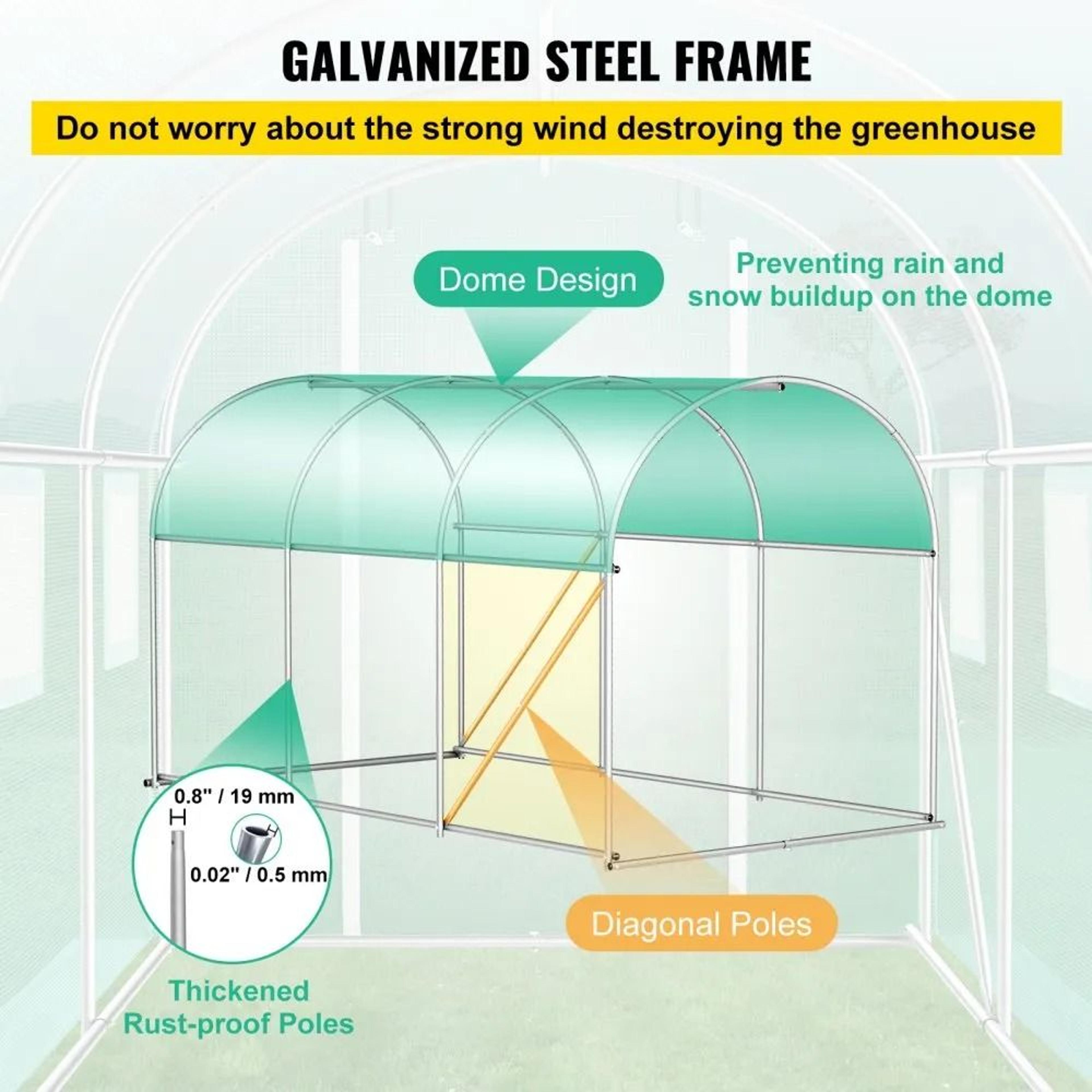 Walk In Tunnel Greenhouse 10x7x7 Ft Waterproof Plant Growing House 5