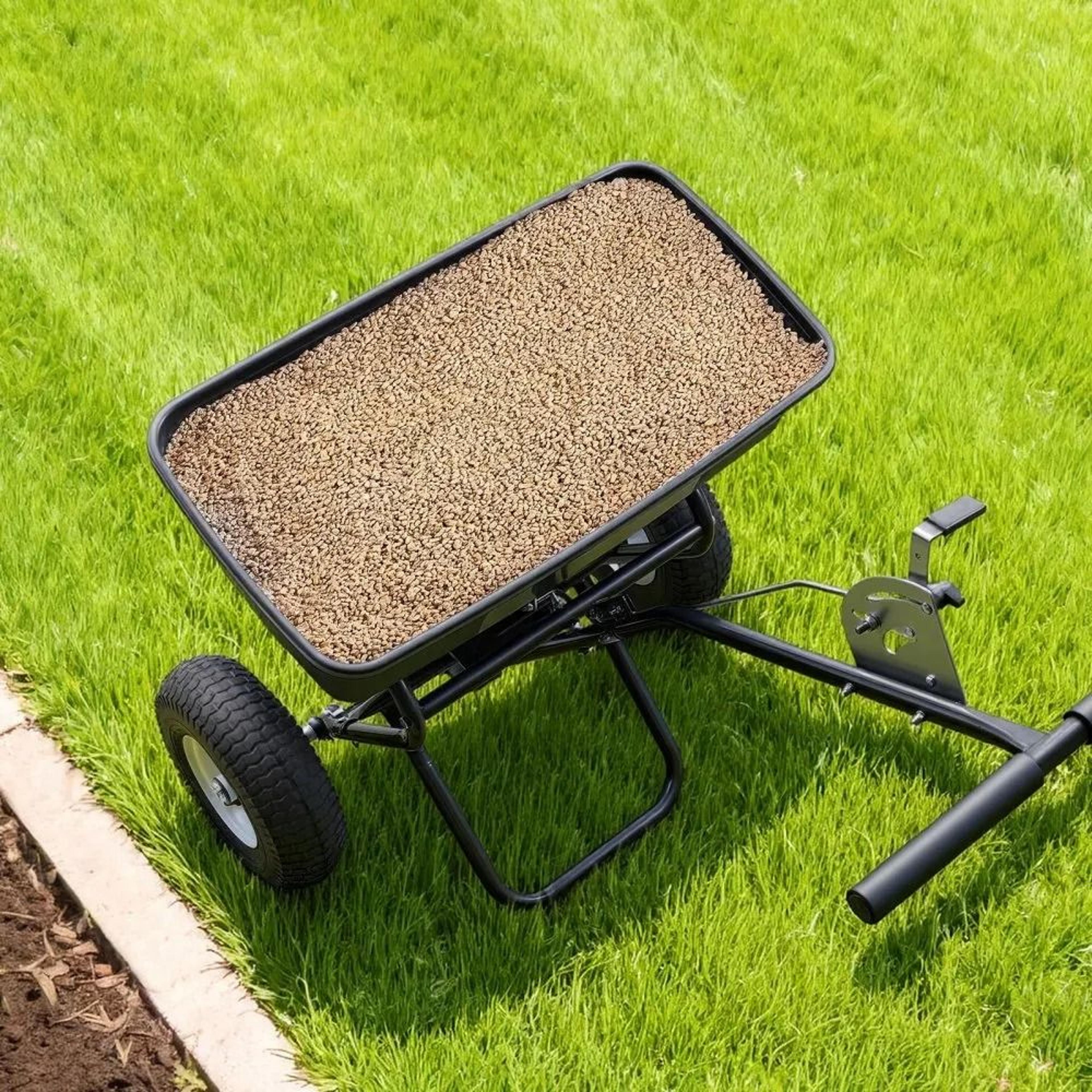 Walk Behind Spreader 130 Lbs Push Broadcast Fertilizer Spreader With Adjustable Flow Control 6
