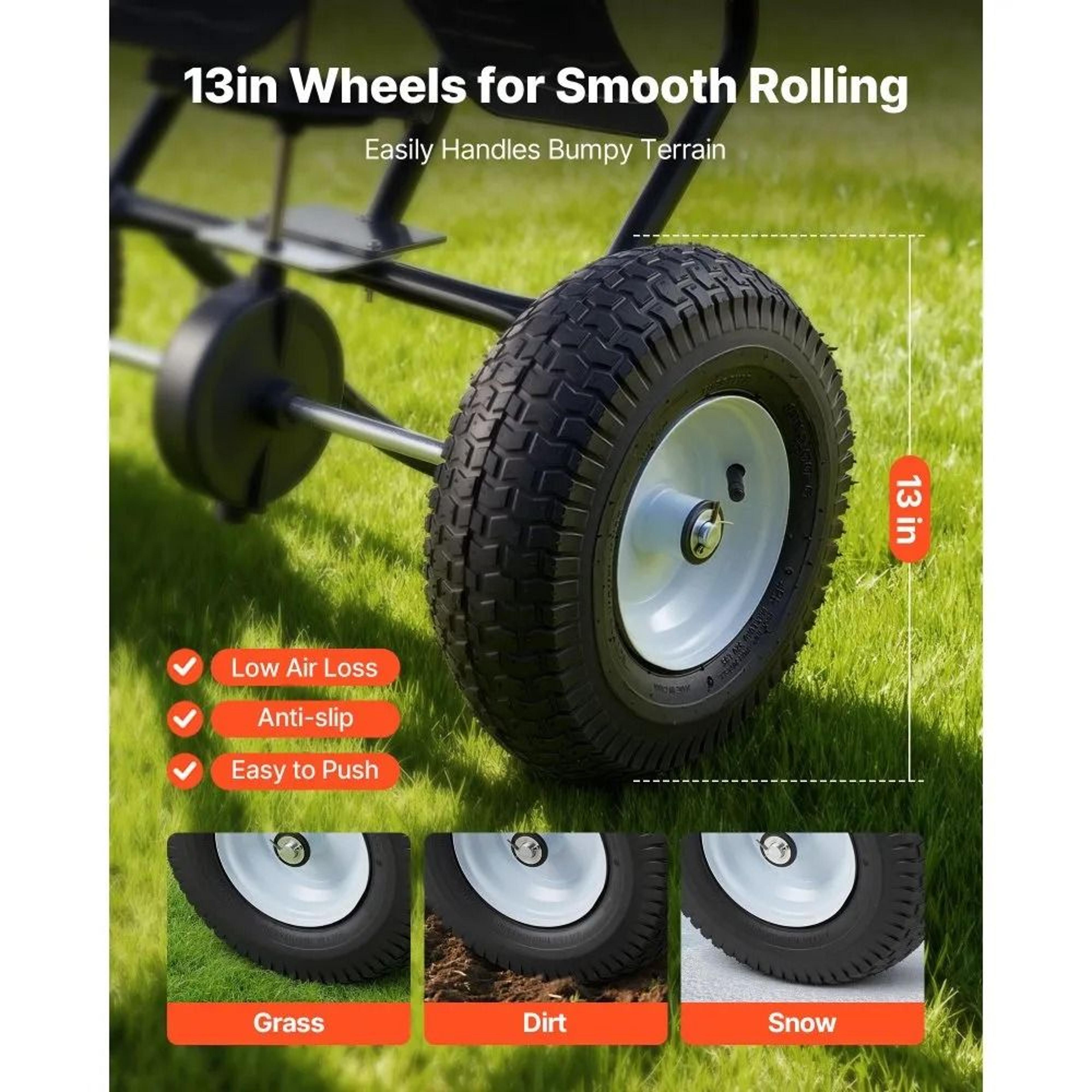 Walk Behind Spreader 130 Lbs Push Broadcast Fertilizer Spreader With Adjustable Flow Control 1