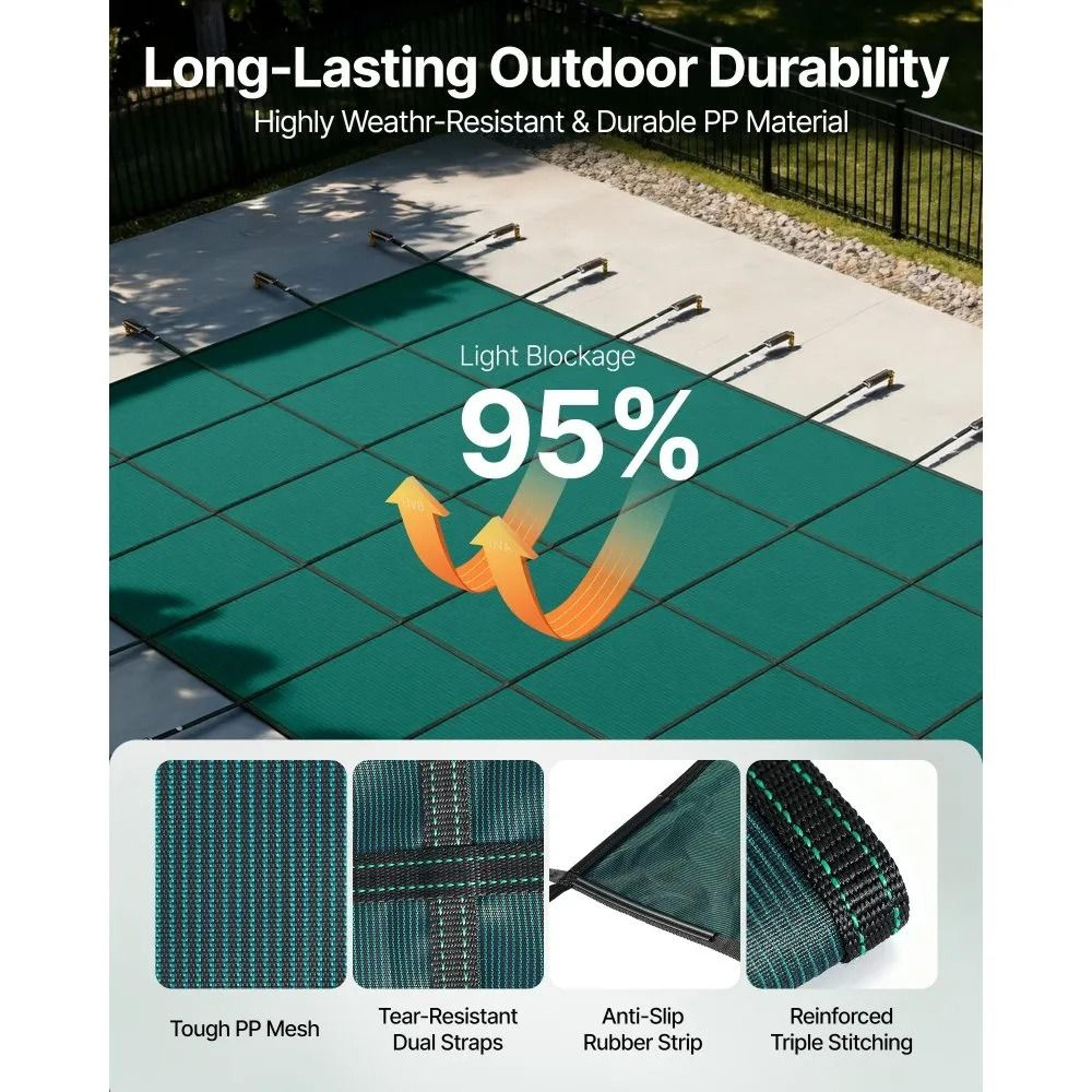 Inground Pool Safety Cover 22 X 42 Ft Winter Mesh Cover With Right Step 4