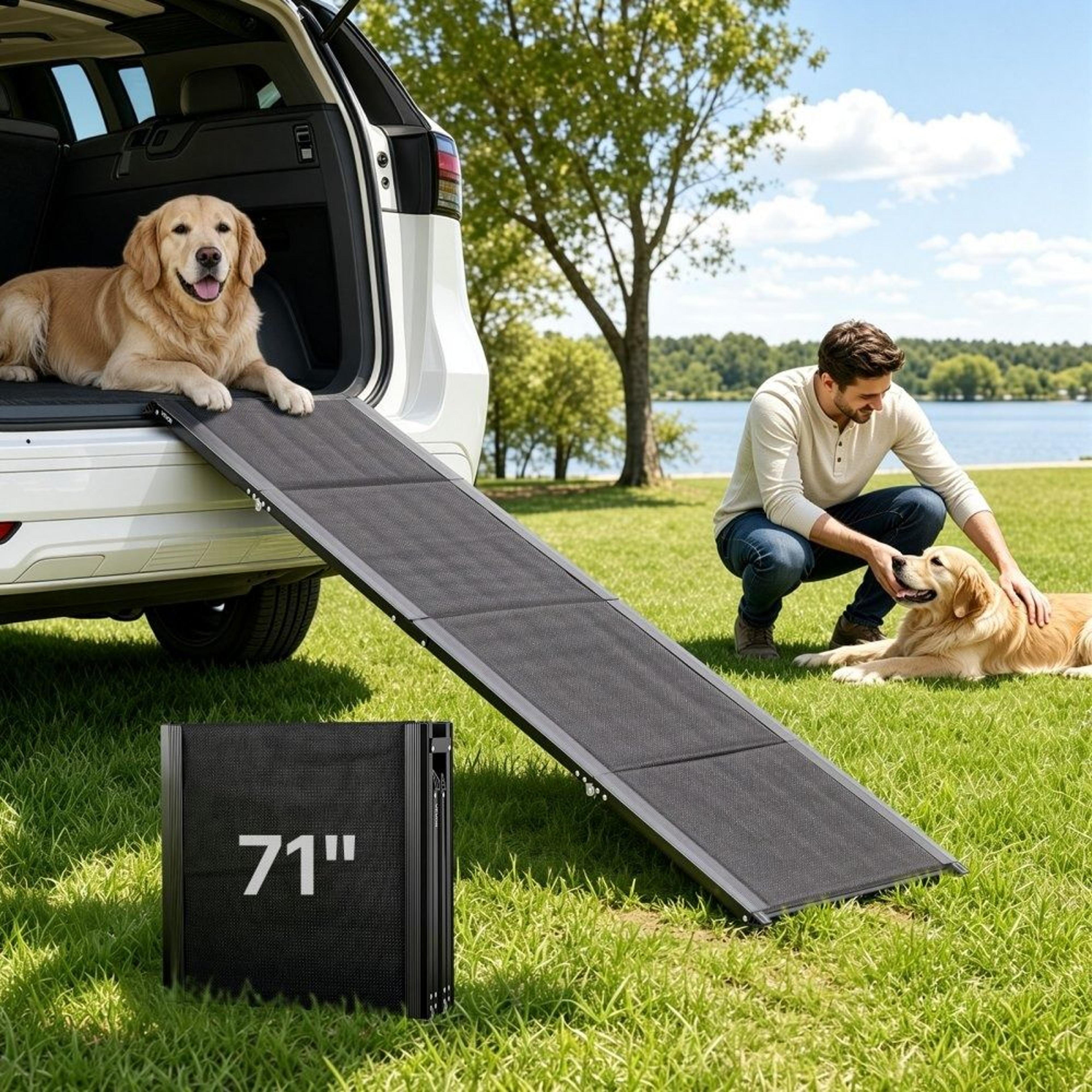 Folding Dog Ramp For Cars Portable Pet Ramp For Large Dogs Up To 250lbs 7