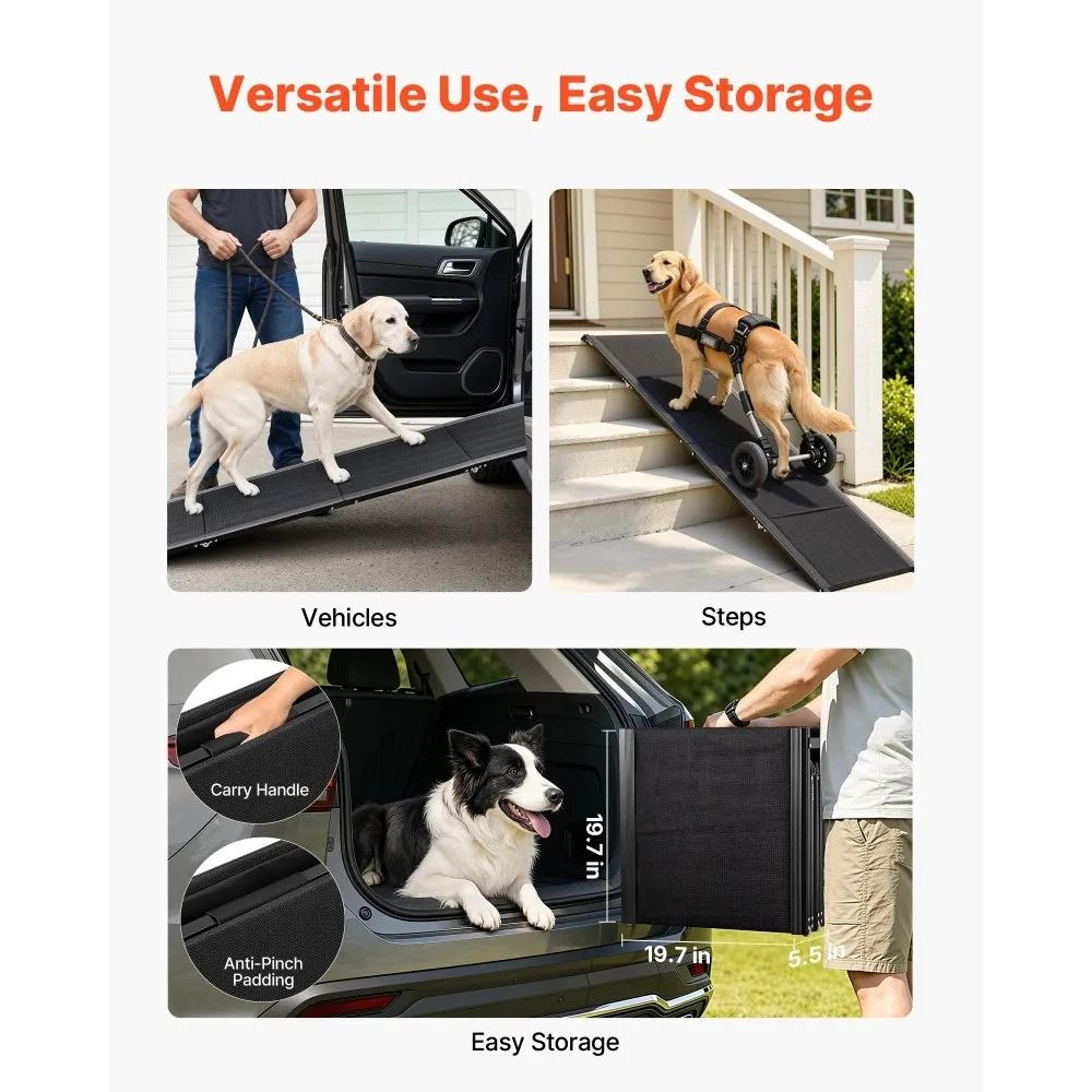 Folding Dog Ramp For Cars Portable Pet Ramp For Large Dogs Up To 250lbs 4