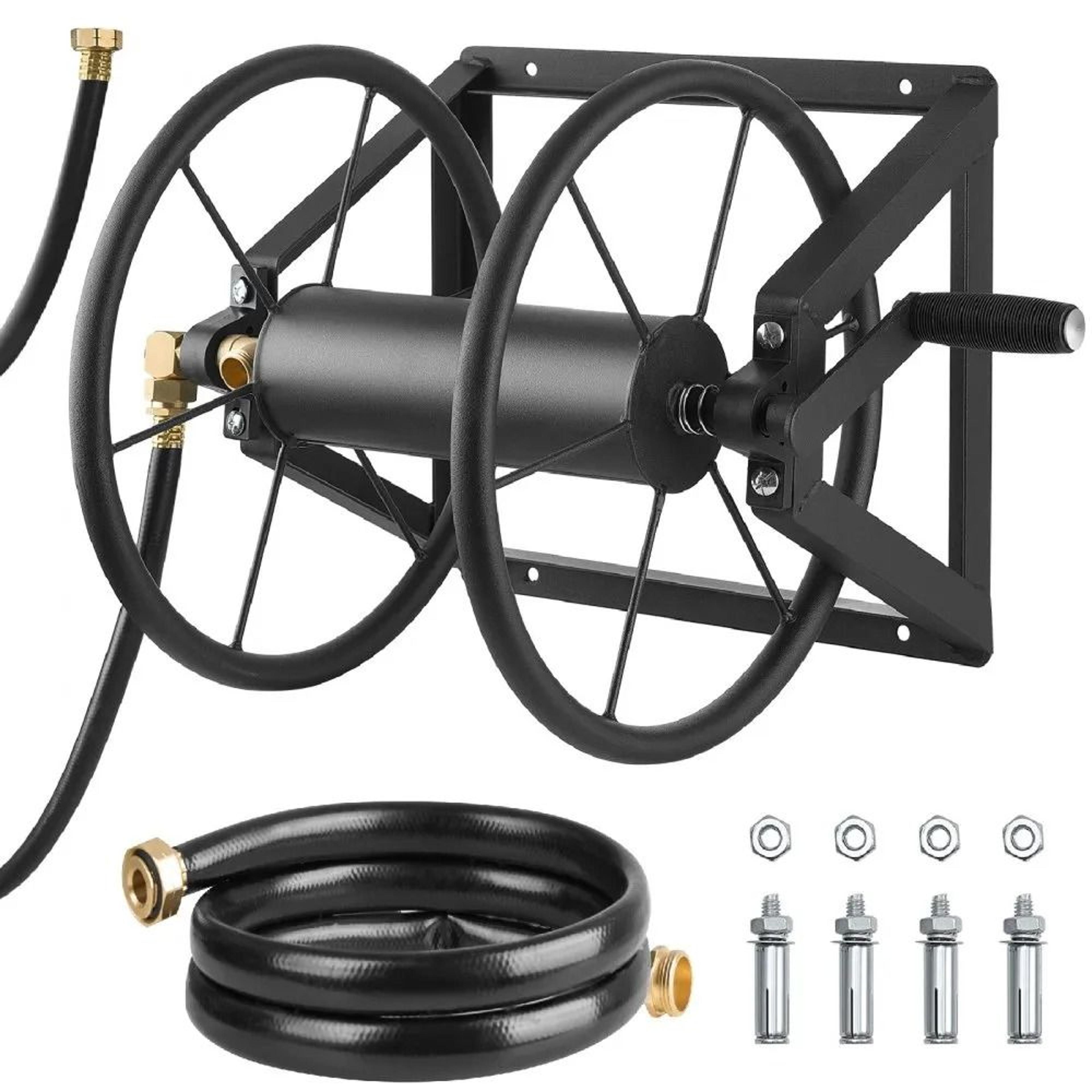 wall mounted garden hose reel 200ft heavy duty steel water hose organizer