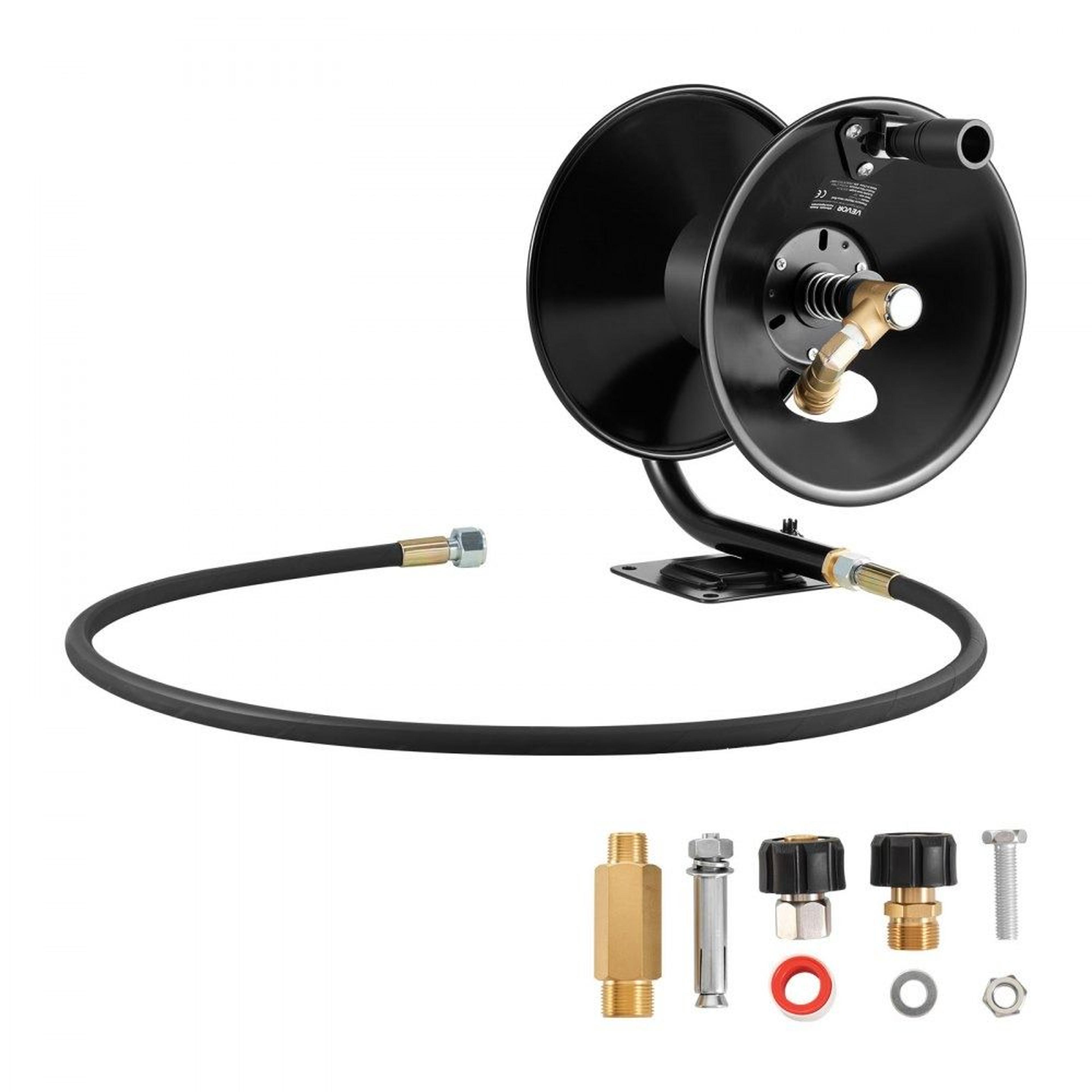 pressure washer hose reel 50 ft heavy duty steel mount 4000 psi