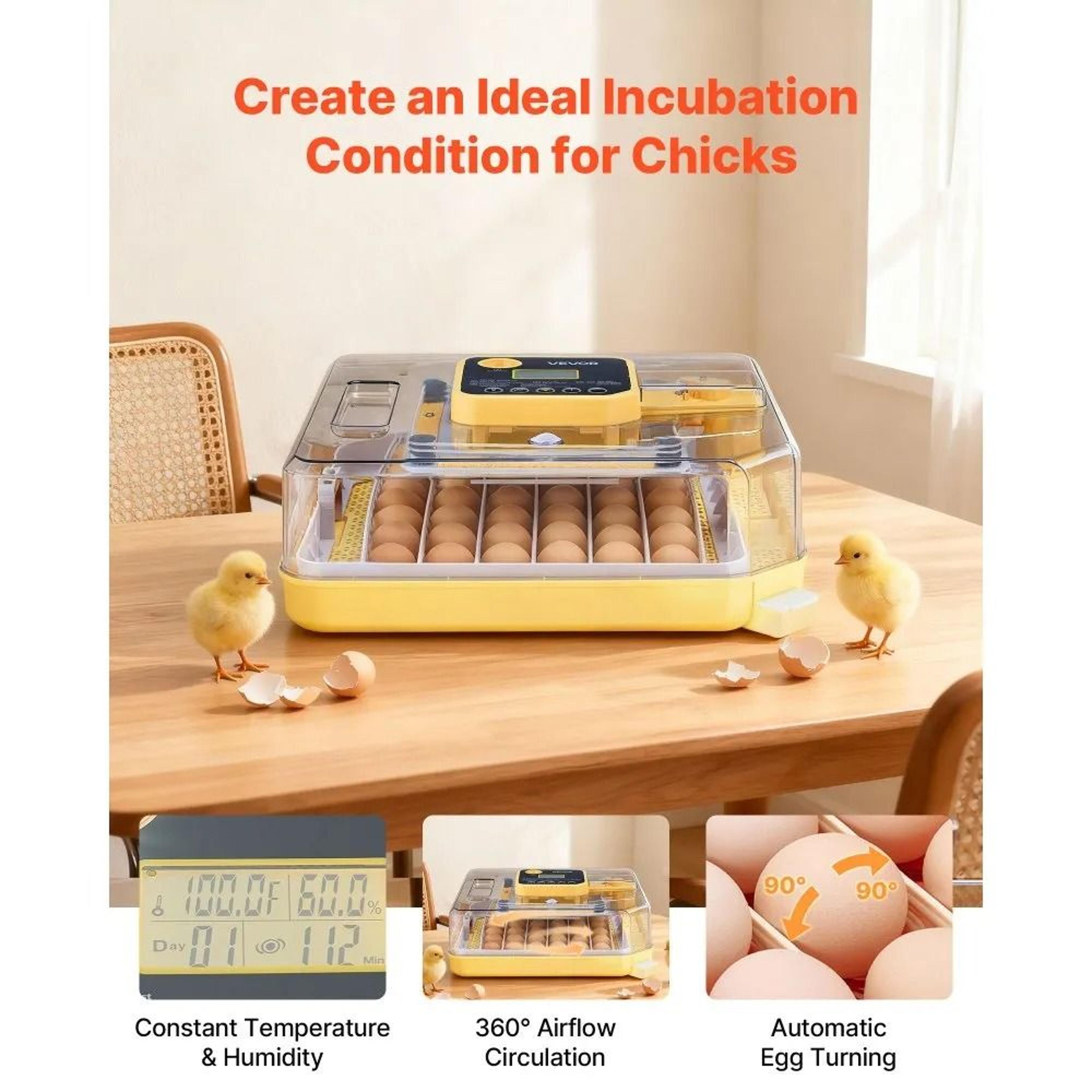 48 Egg Incubator With Automatic Egg Turner Humidity Control And LED Candler 2