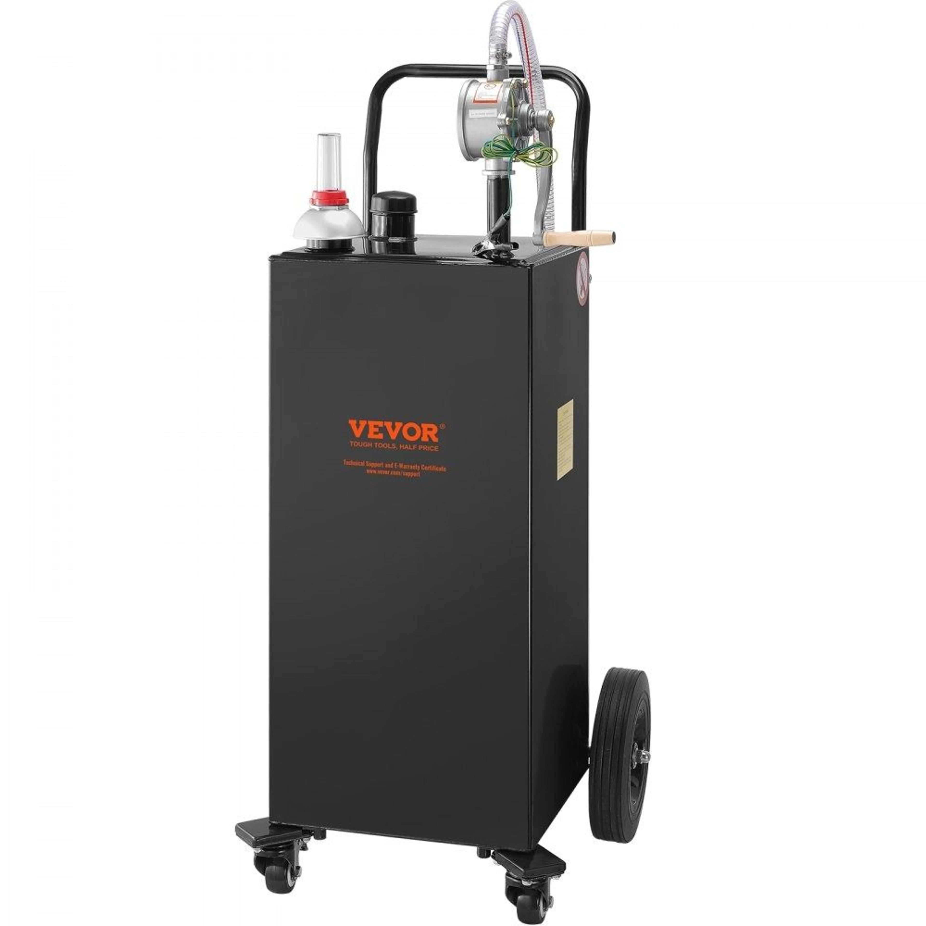 35 gallon fuel caddy with manual pump portable gas storage tank on wheels