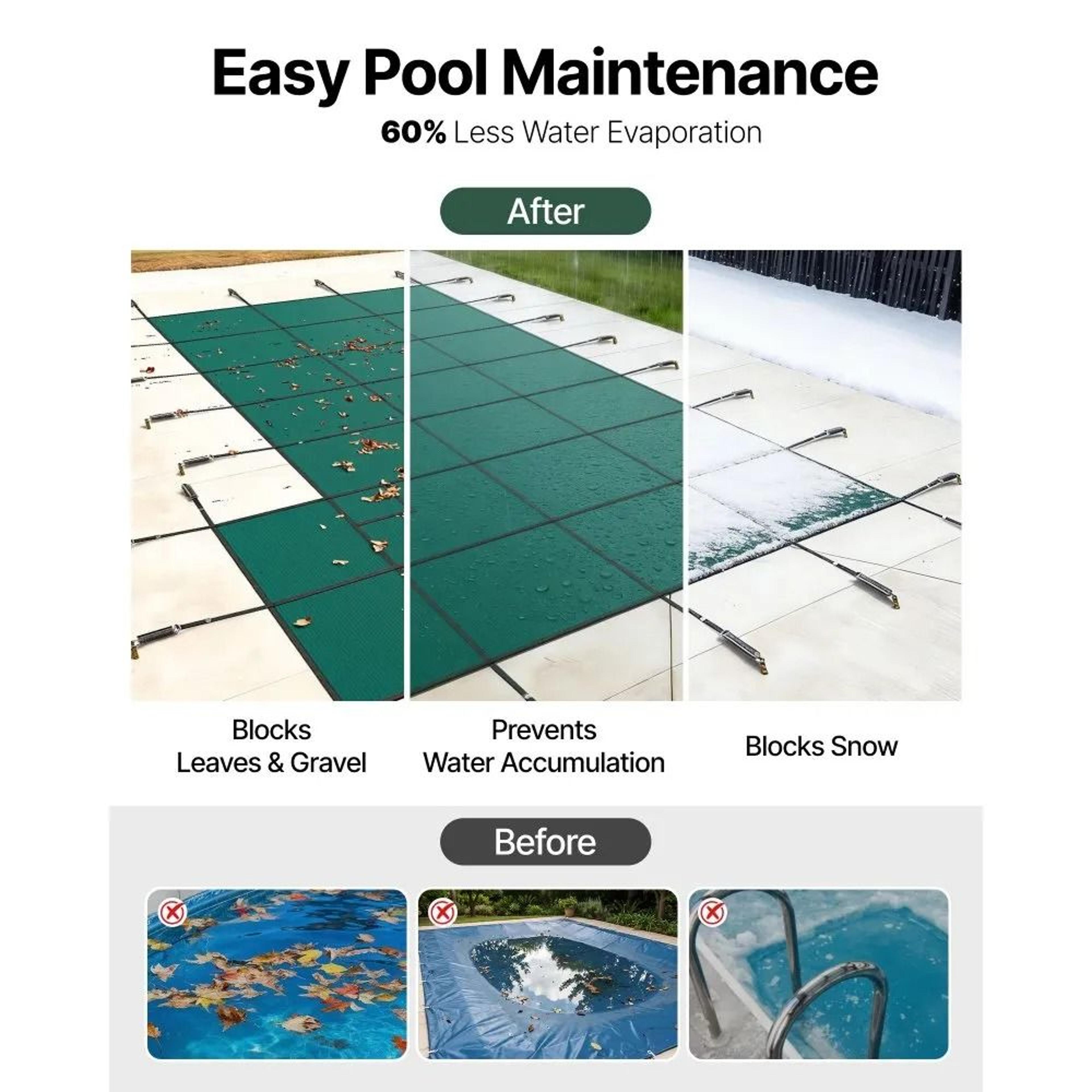 Inground Pool Safety Cover 18 X 34 Ft Winter Mesh Cover With Hardware 5