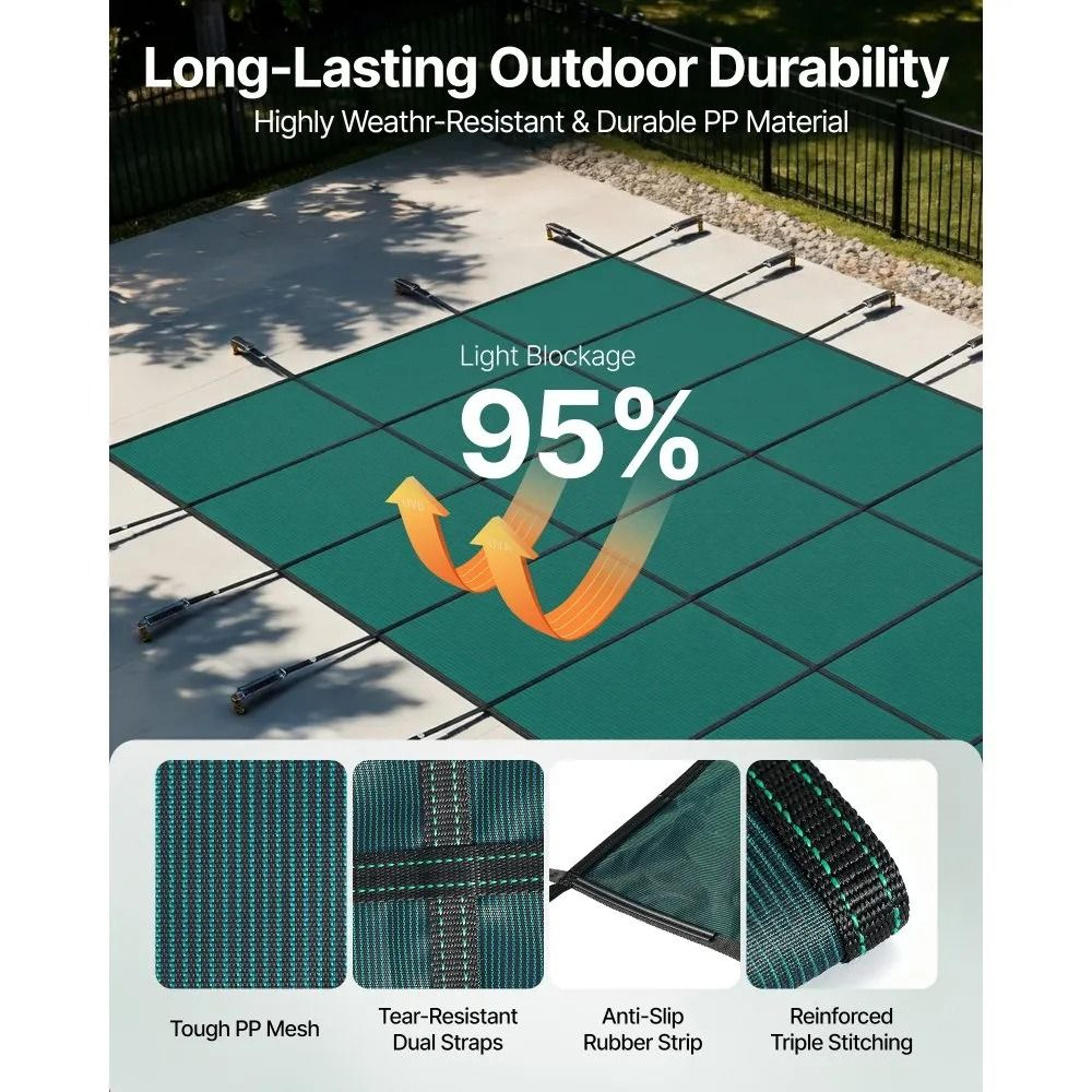 Inground Pool Safety Cover 18 X 34 Ft Winter Mesh Cover With Hardware 1