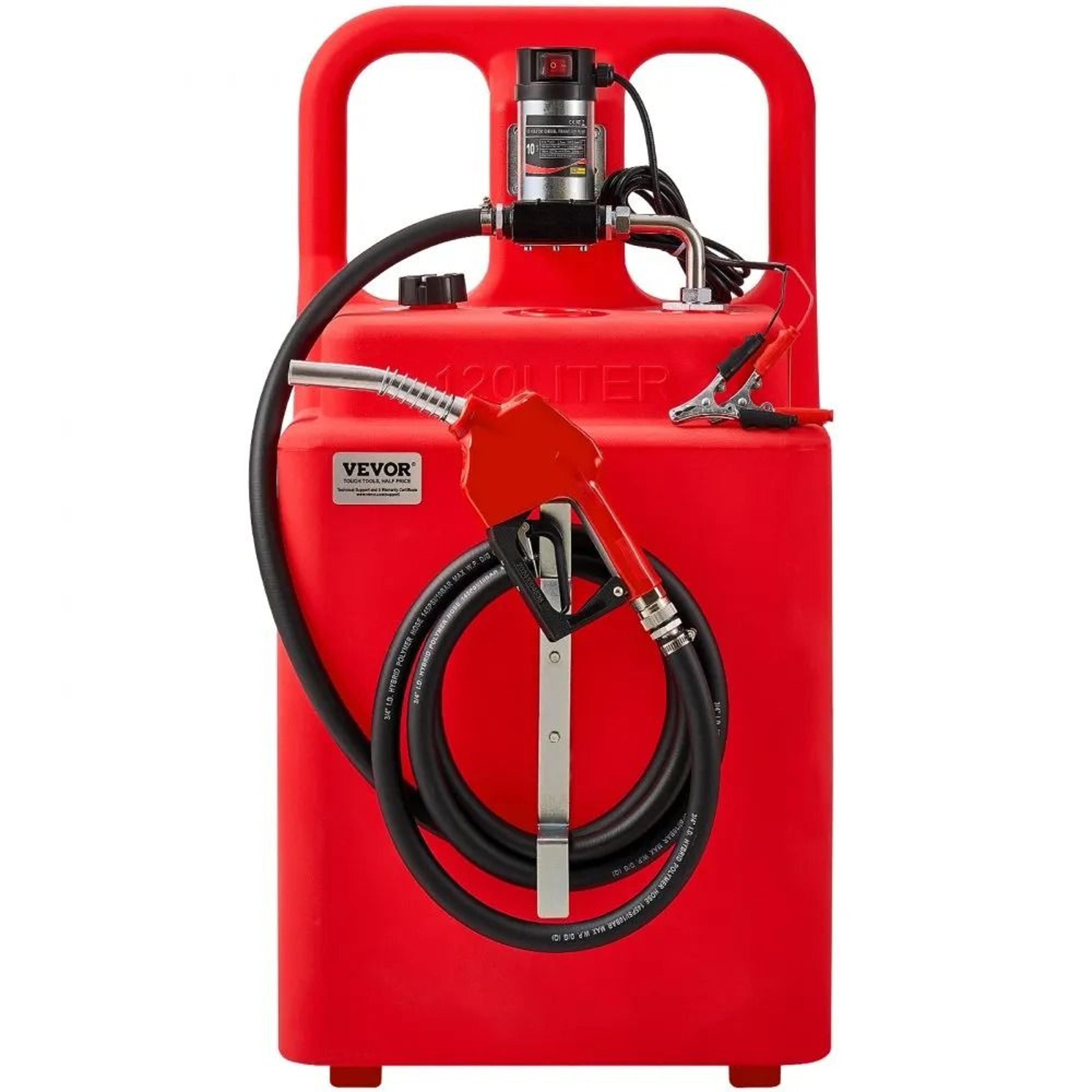 32 gallon portable diesel fuel caddy with 12v electric transfer pump