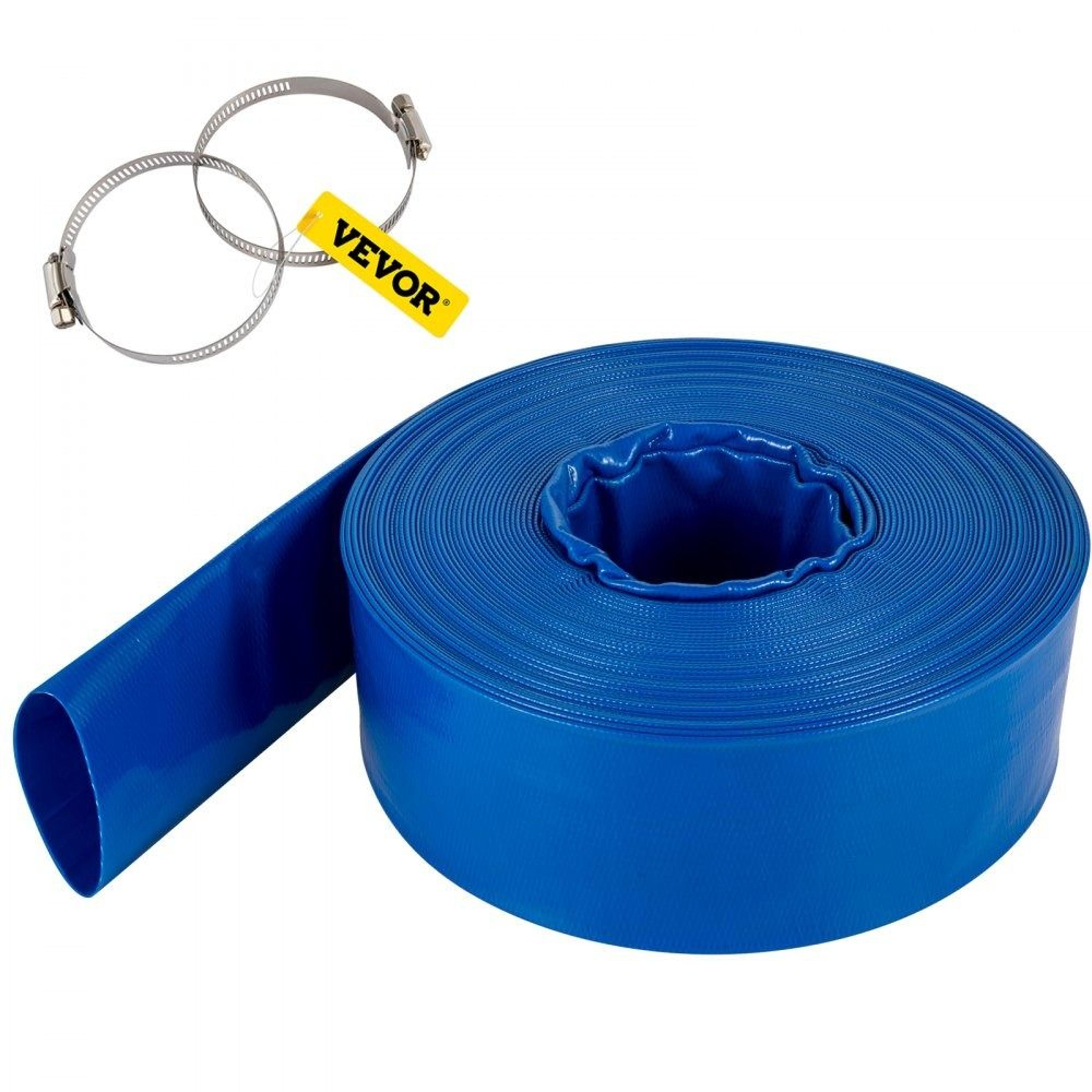 heavy duty pvc lay flat discharge hose with clamps for pool backwash and water transfer