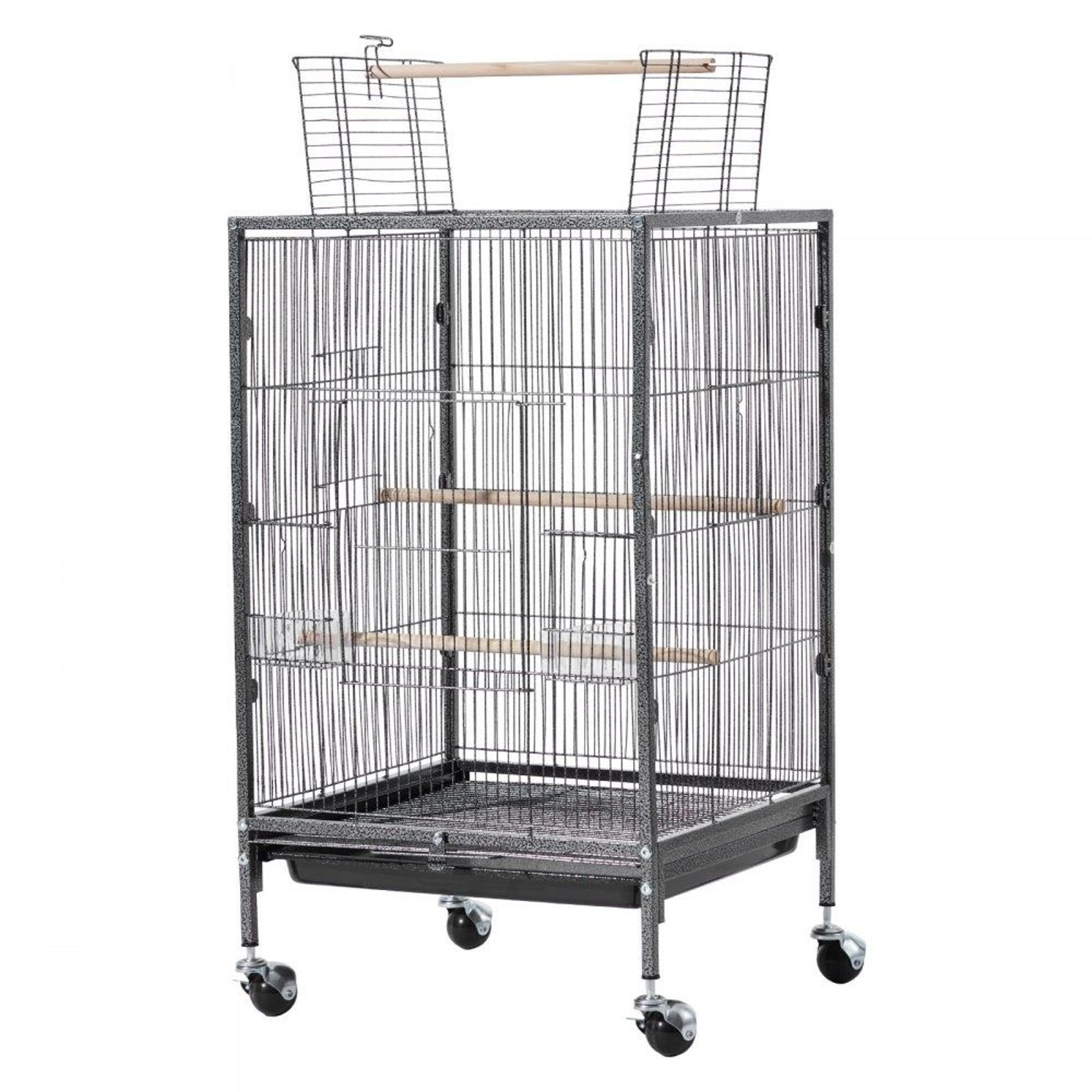 bird cage 18x18x30 inch wrought iron flight cage with perches and rolling stand