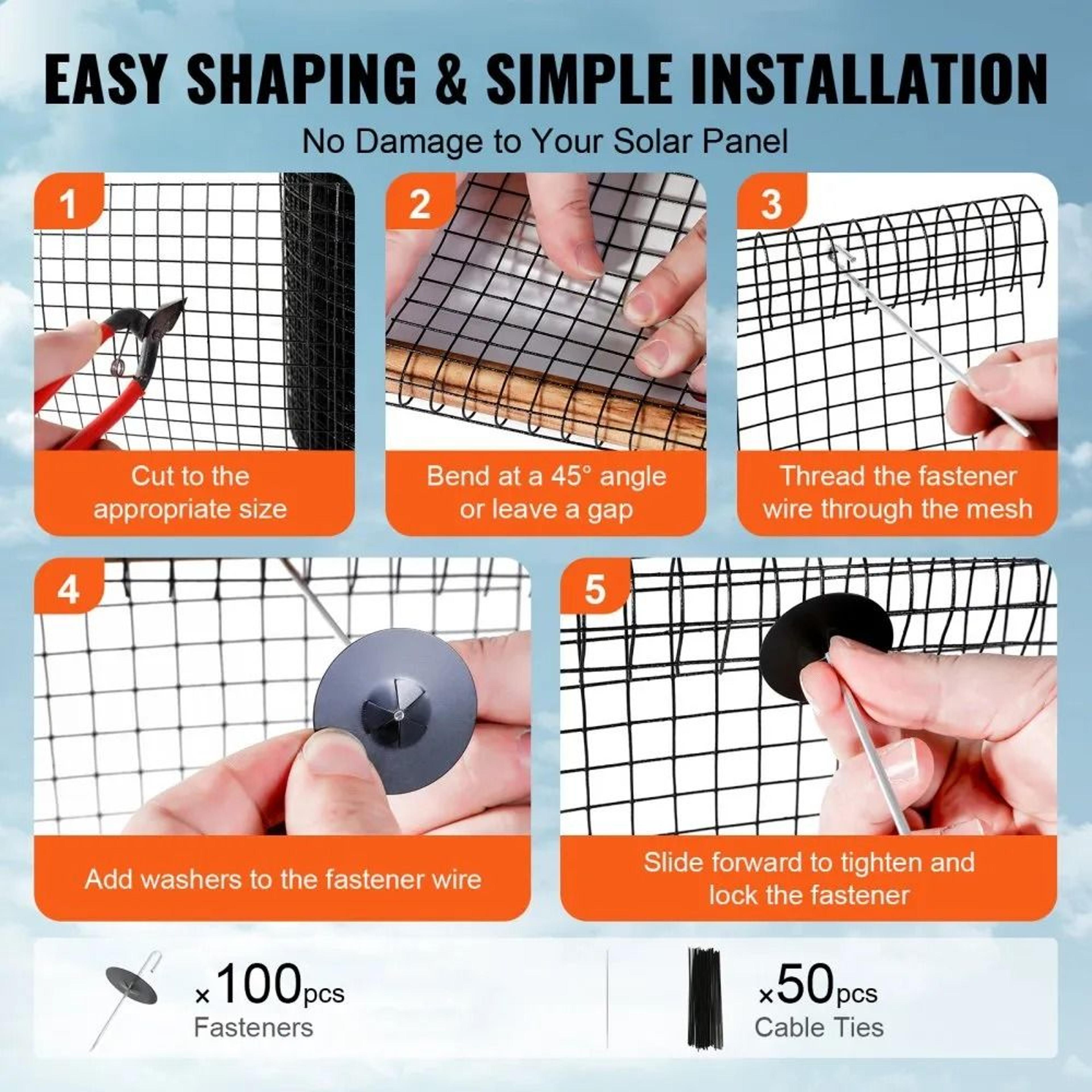 6 Inch X 100 Ft Solar Panel Bird Guard Critter Guard PVC Coated Wire Mesh Kit 5