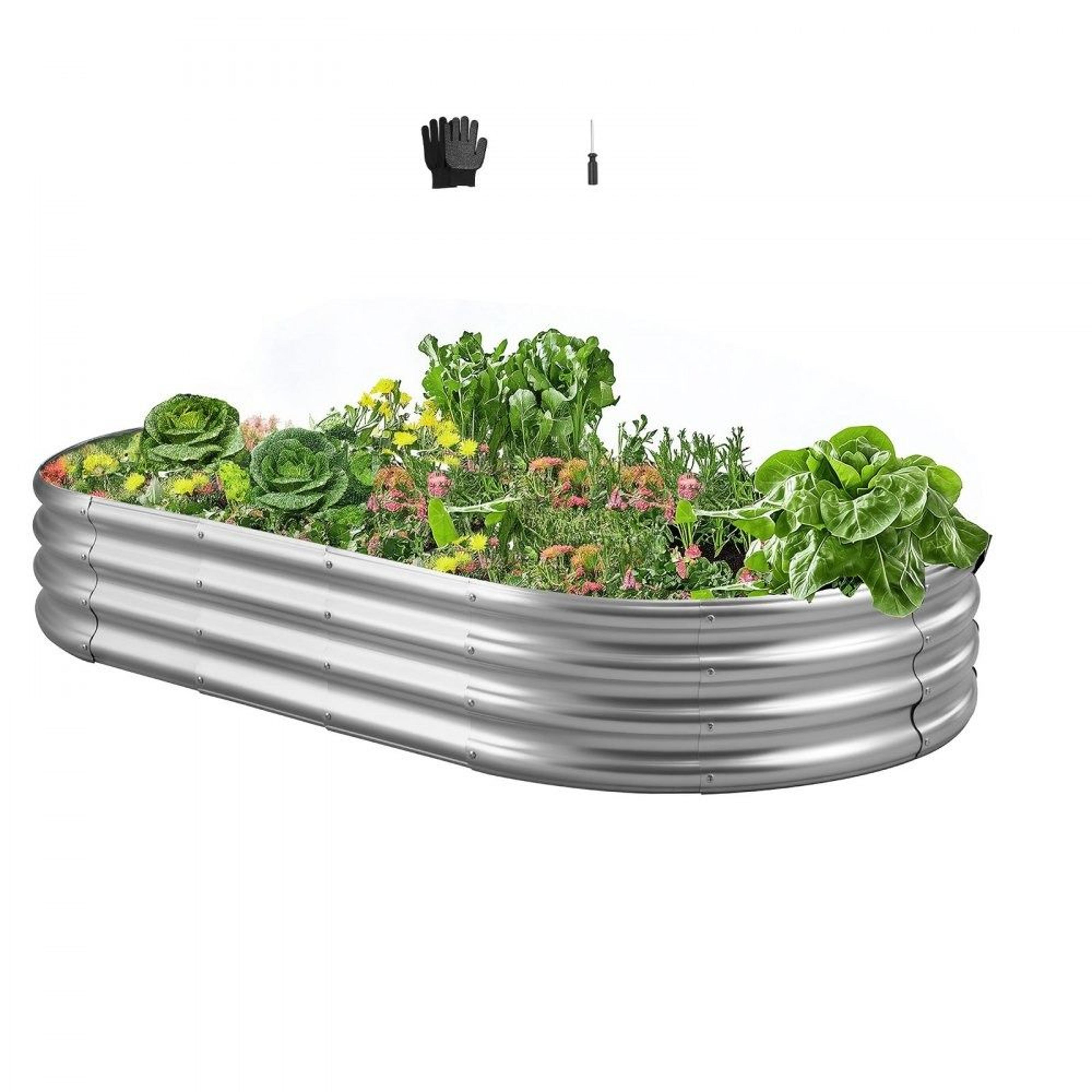 galvanized raised garden bed metal planter box for vegetables and herbs