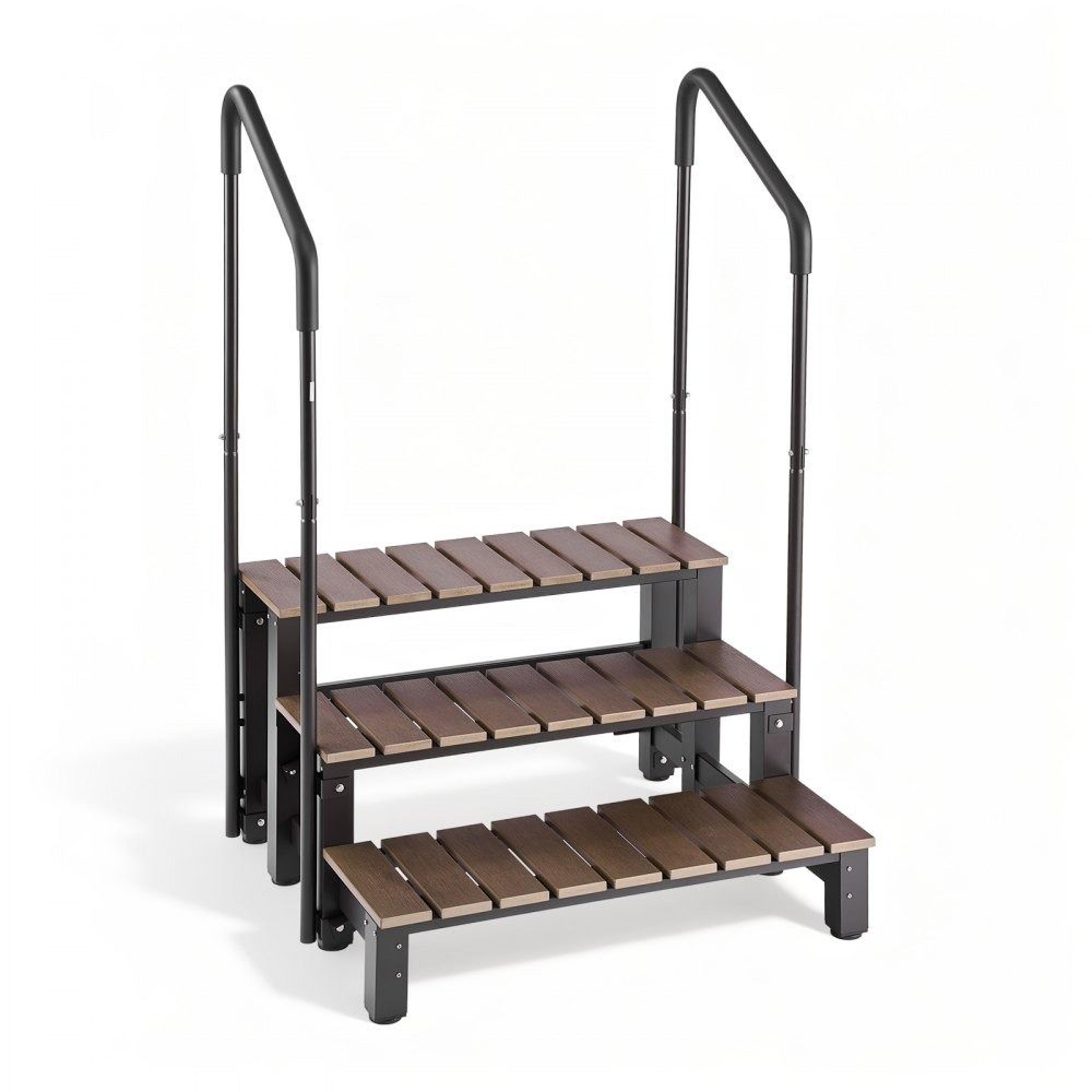 3 step hot tub steps with handrail 550 lb heavy duty non slip spa stairs
