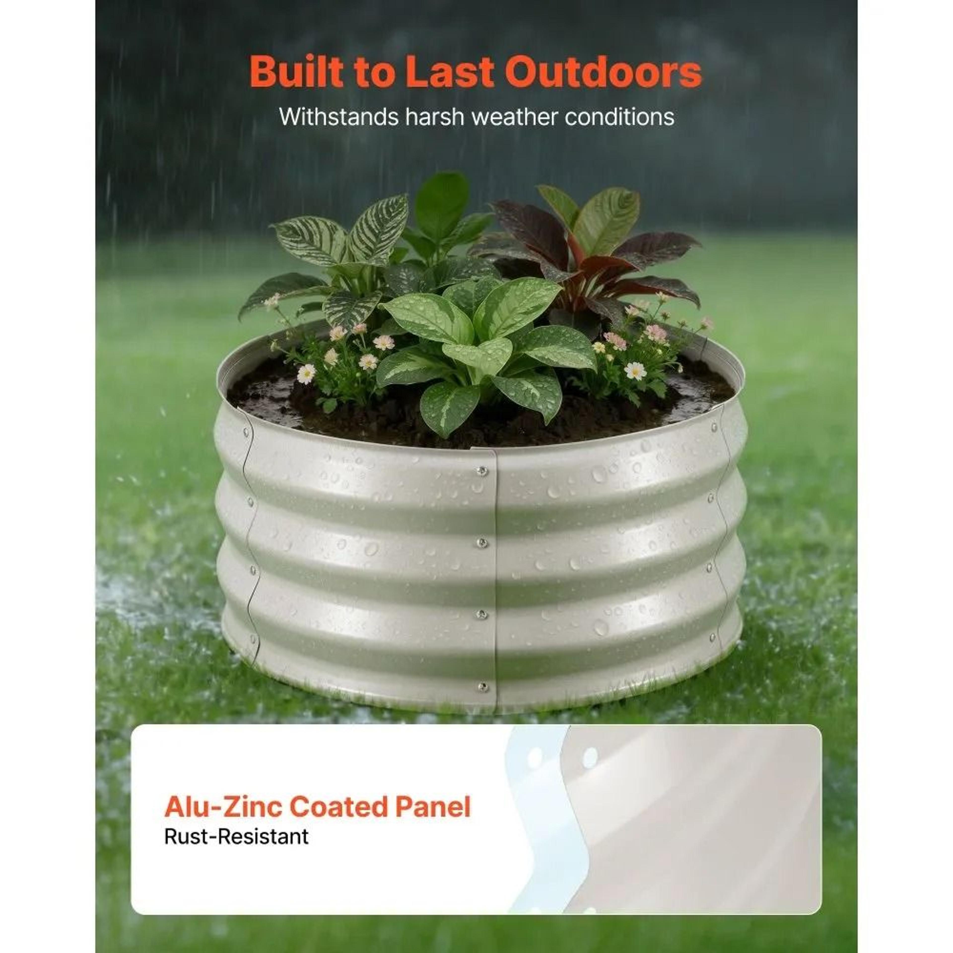 3 Pack Galvanized Raised Garden Beds 2x2x1 Ft Round Metal Planter Boxes 4