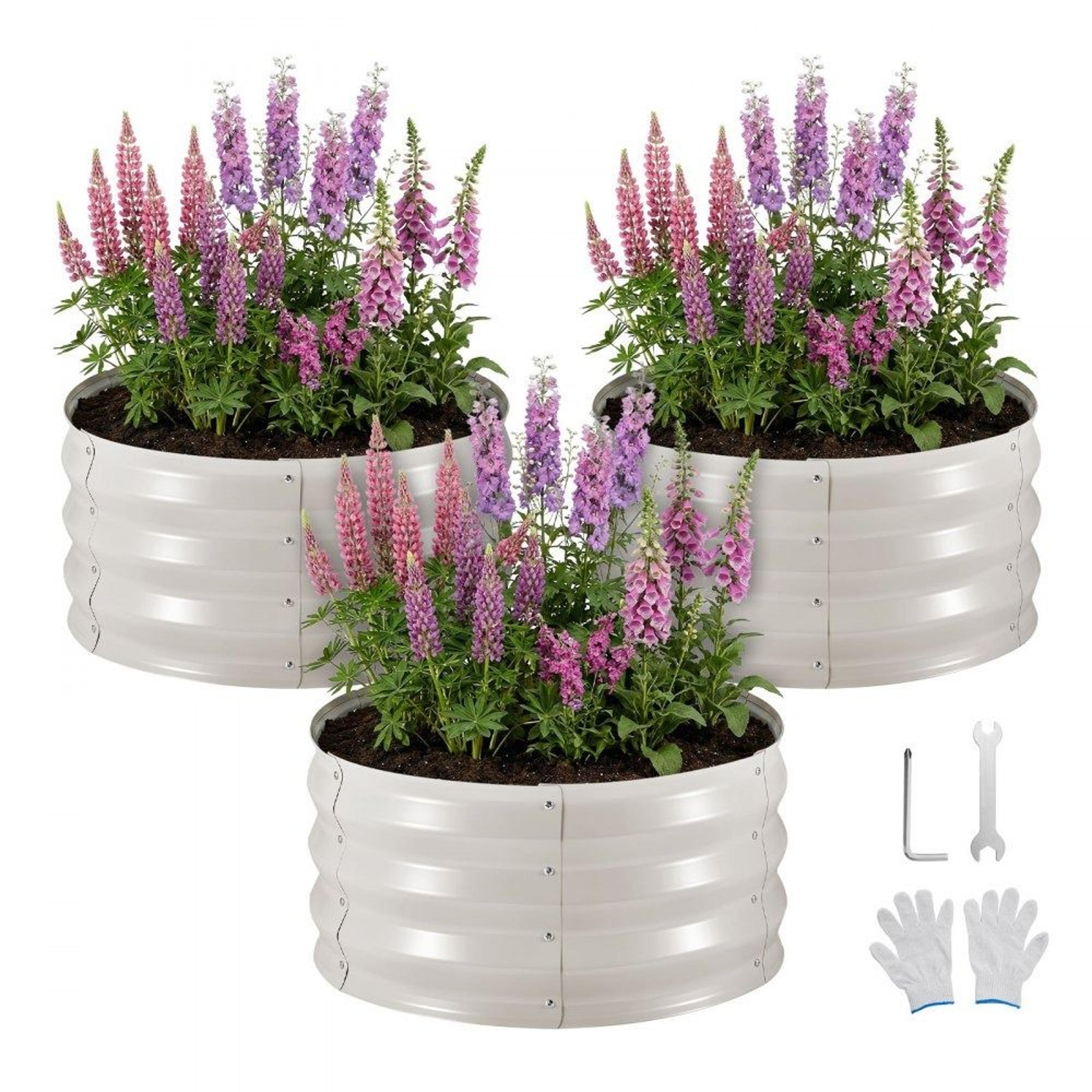 3 pack galvanized raised garden beds 2x2x1 ft round metal planter boxes