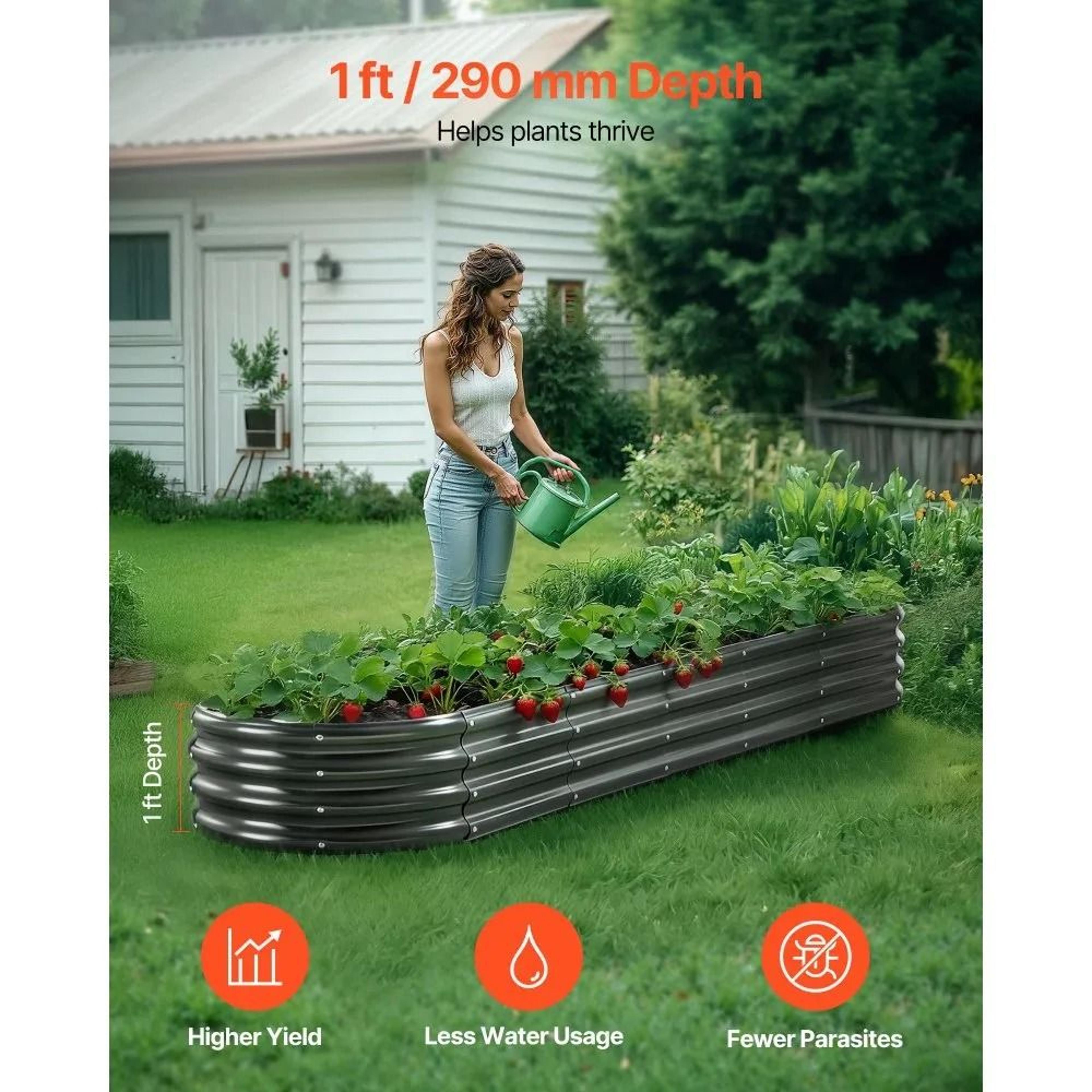 8x2x1 Ft Metal Raised Garden Bed Galvanized Outdoor Planter Box 1