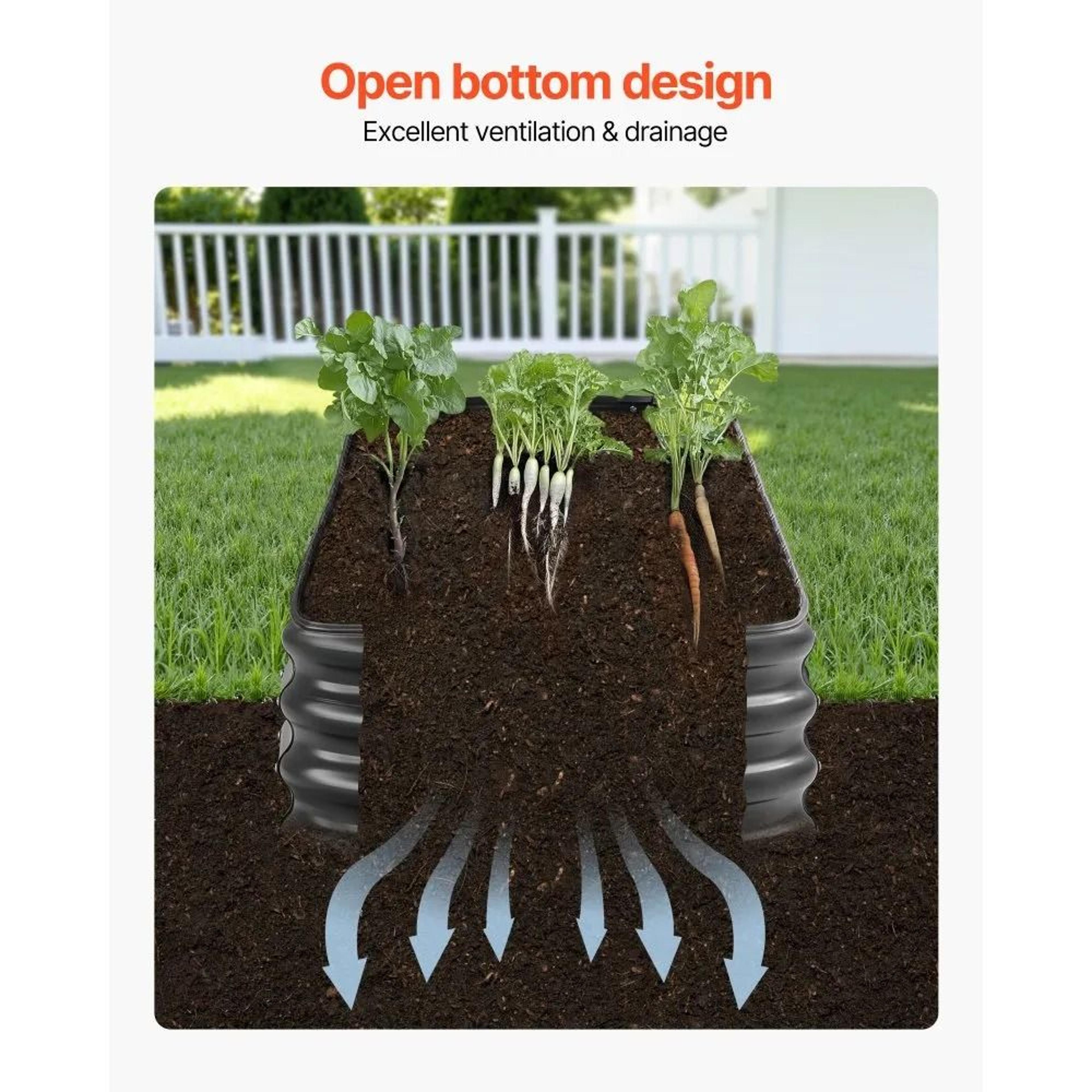 8x2x1 Ft Metal Raised Garden Bed Galvanized Outdoor Planter Box 2