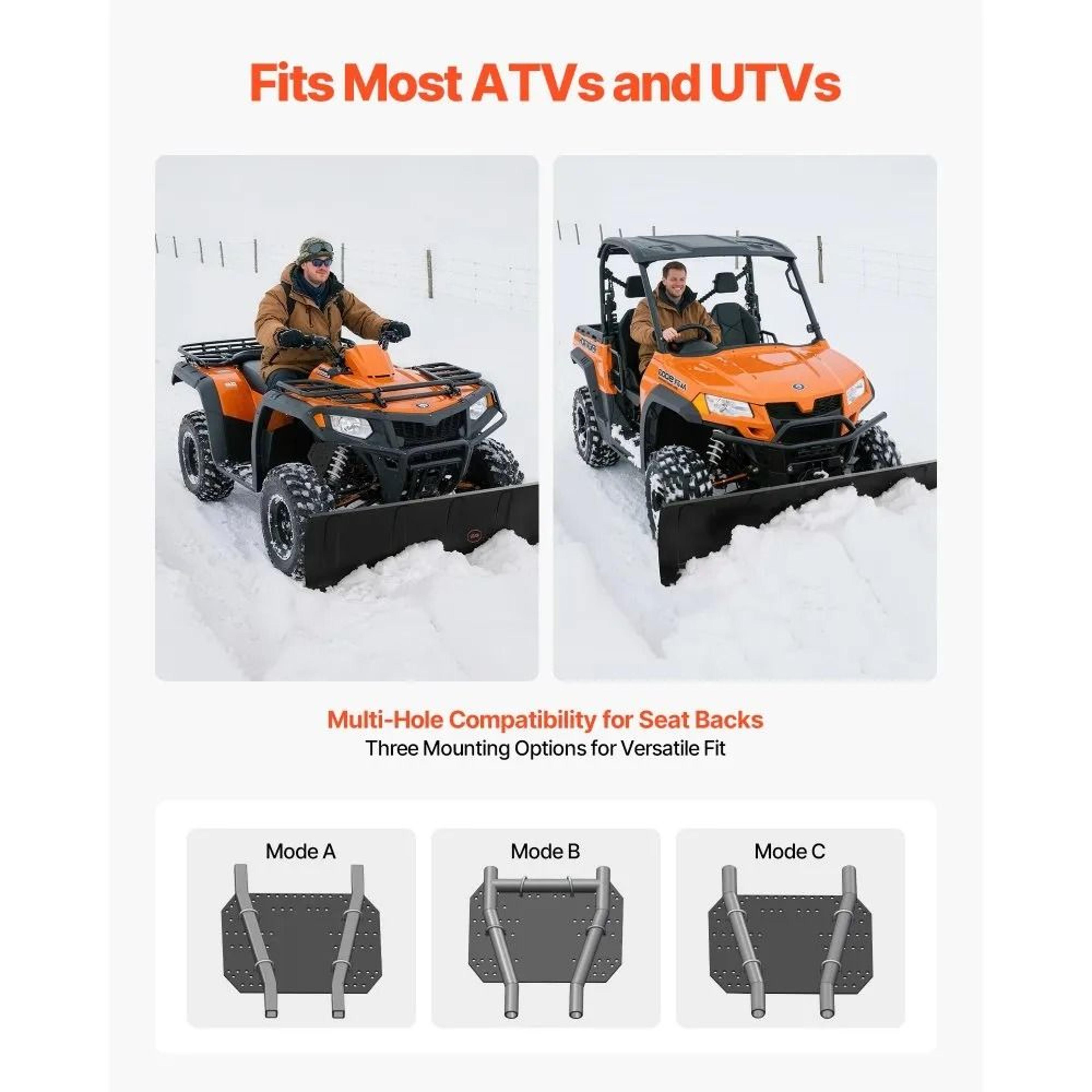 48 Inch Universal ATV UTV Snow Plow Kit With Adjustable Steel Blade 4