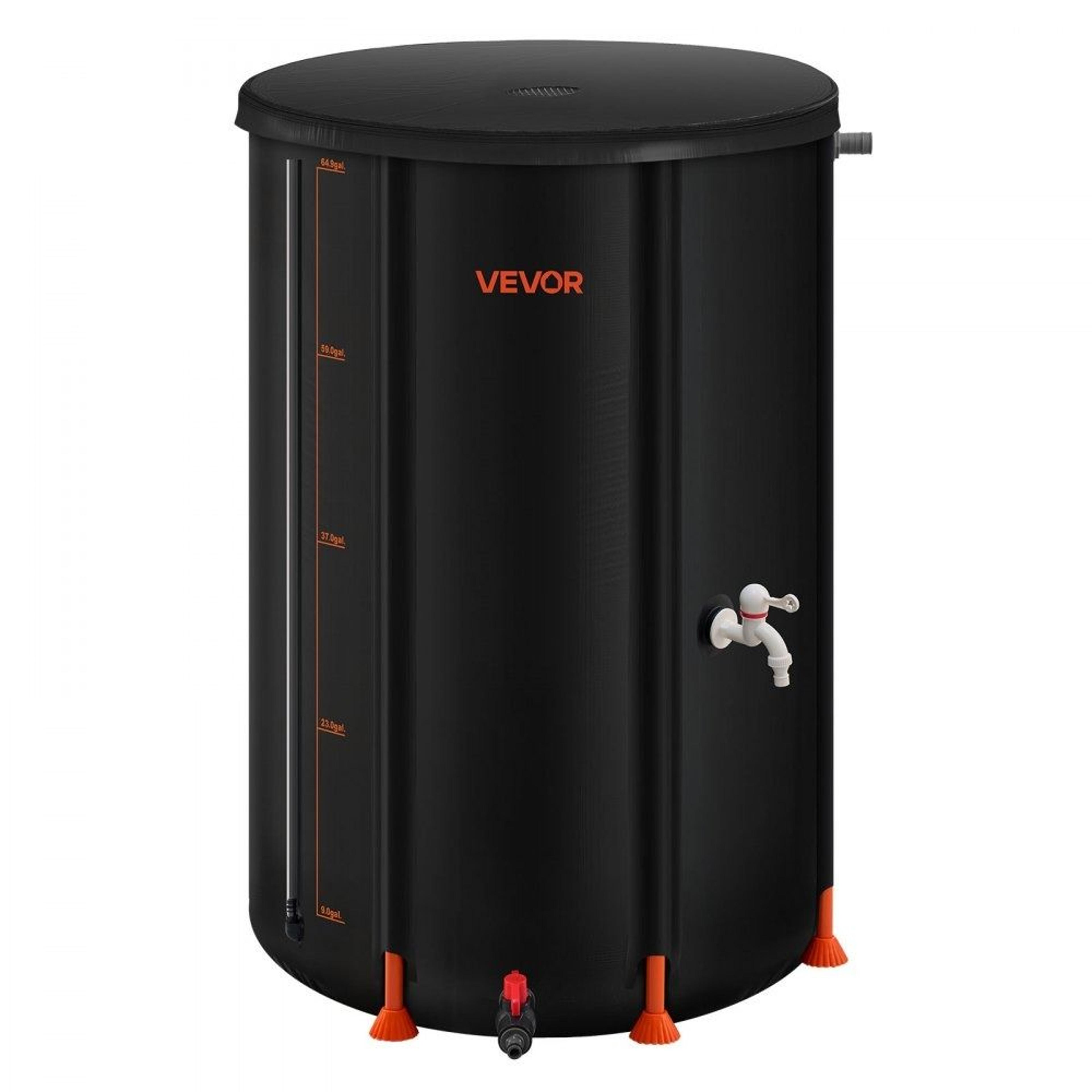 66 gallon collapsible rain barrel with spigot and 500d pvc rainwater collection system