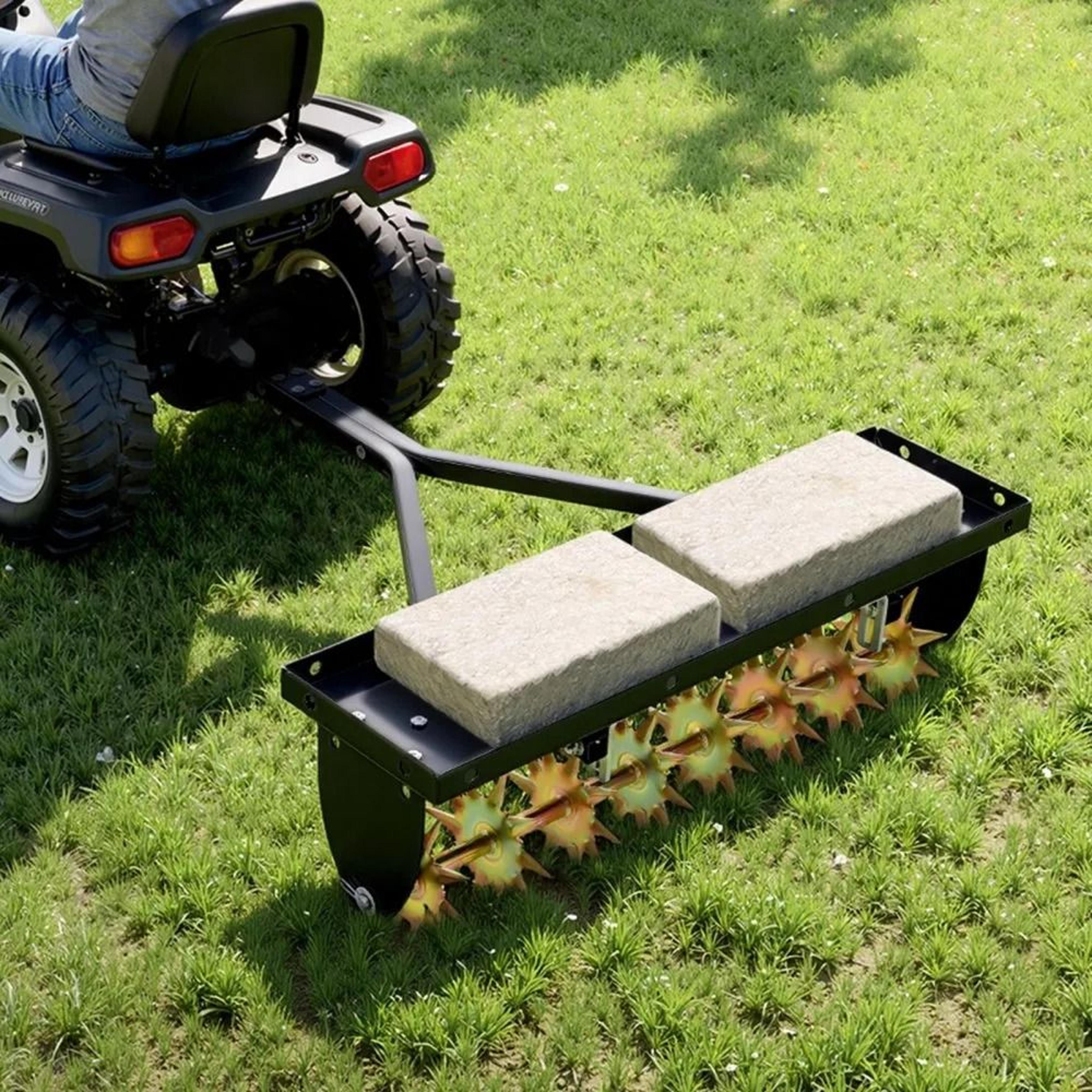 32 Inch Tow Behind Plug Aerator With Weight Tray And Universal Hitch 6