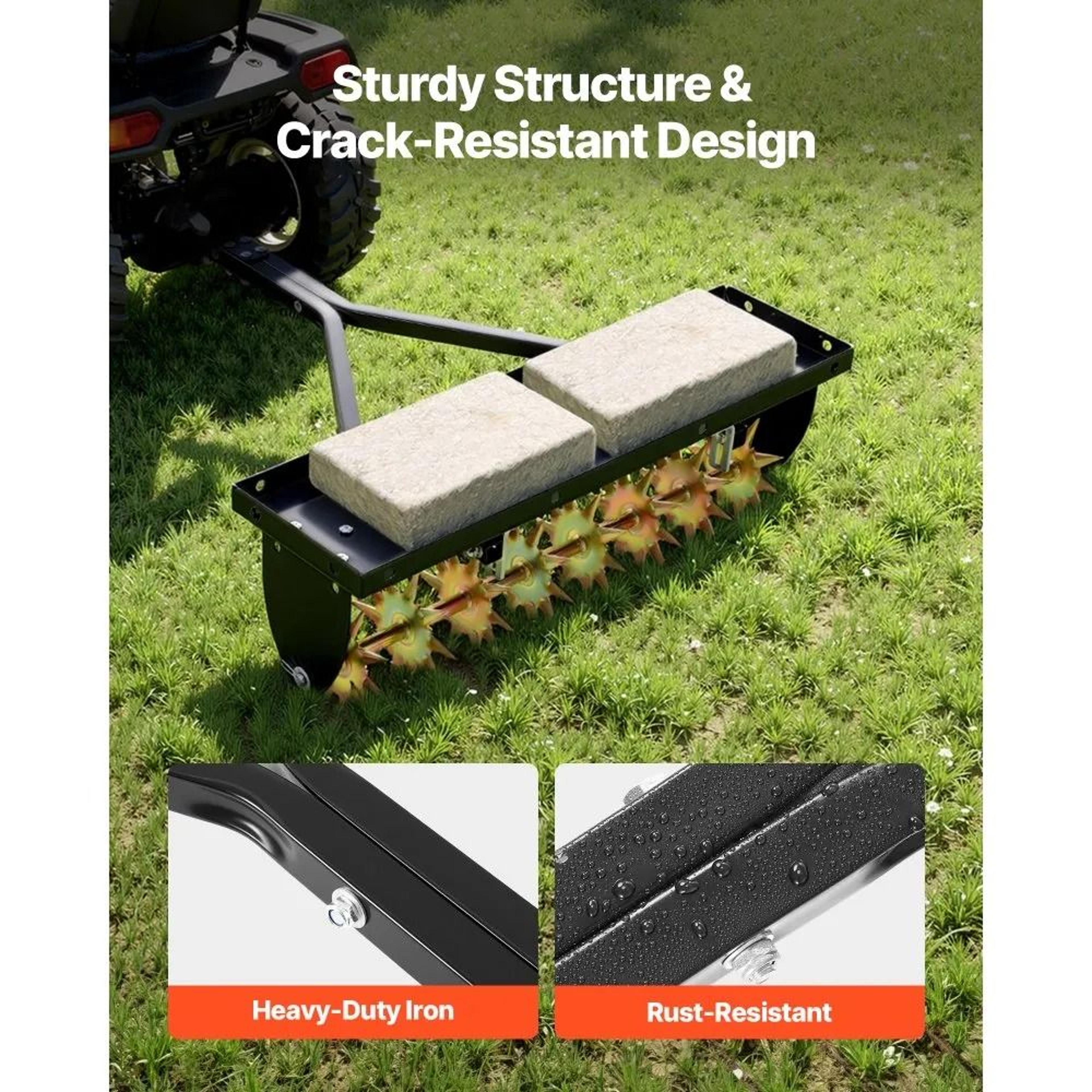 32 Inch Tow Behind Plug Aerator With Weight Tray And Universal Hitch 2