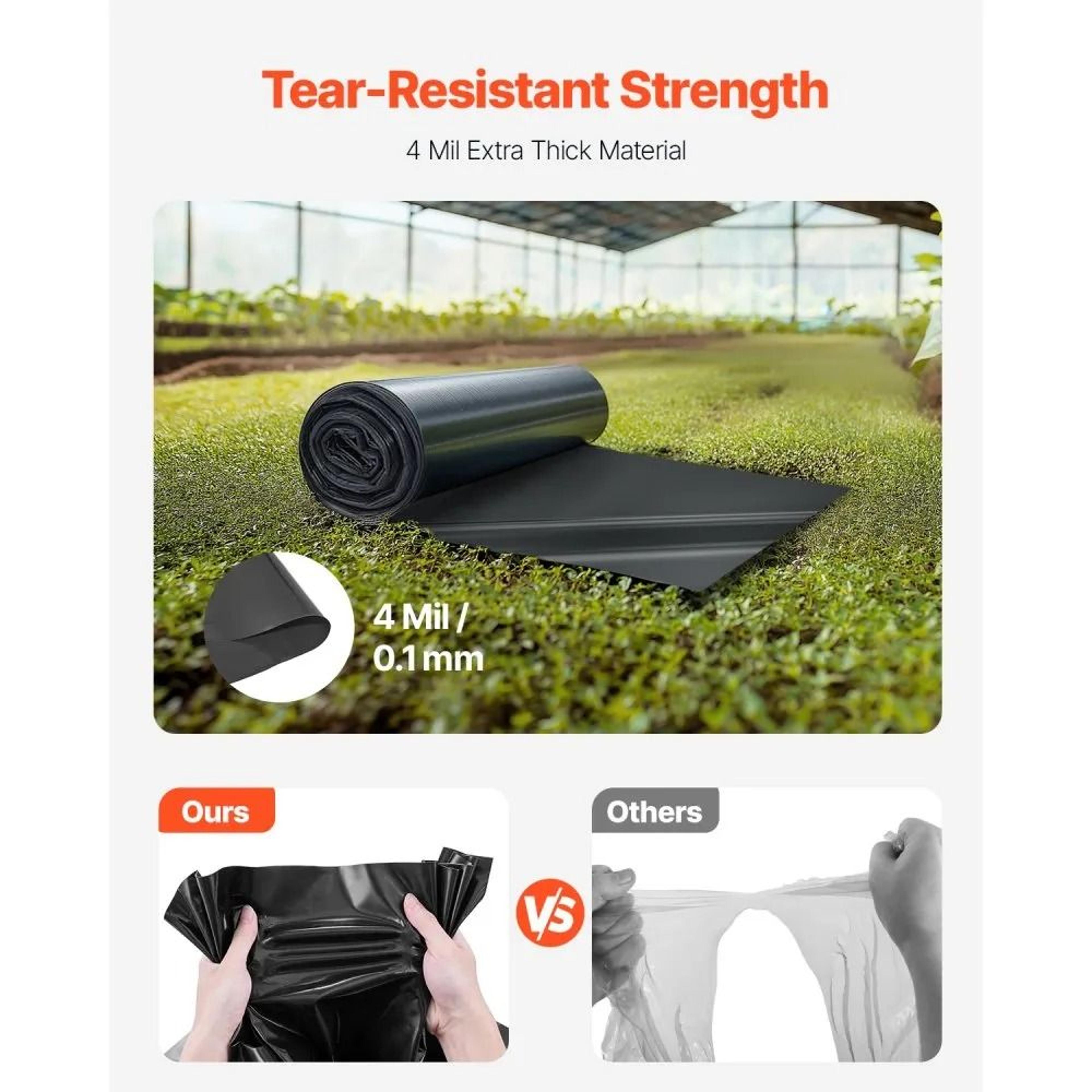 4 Mil Heavy Duty Plastic Sheeting 3 X 50 Ft Black Polyethylene Vapor Barrier Roll 2