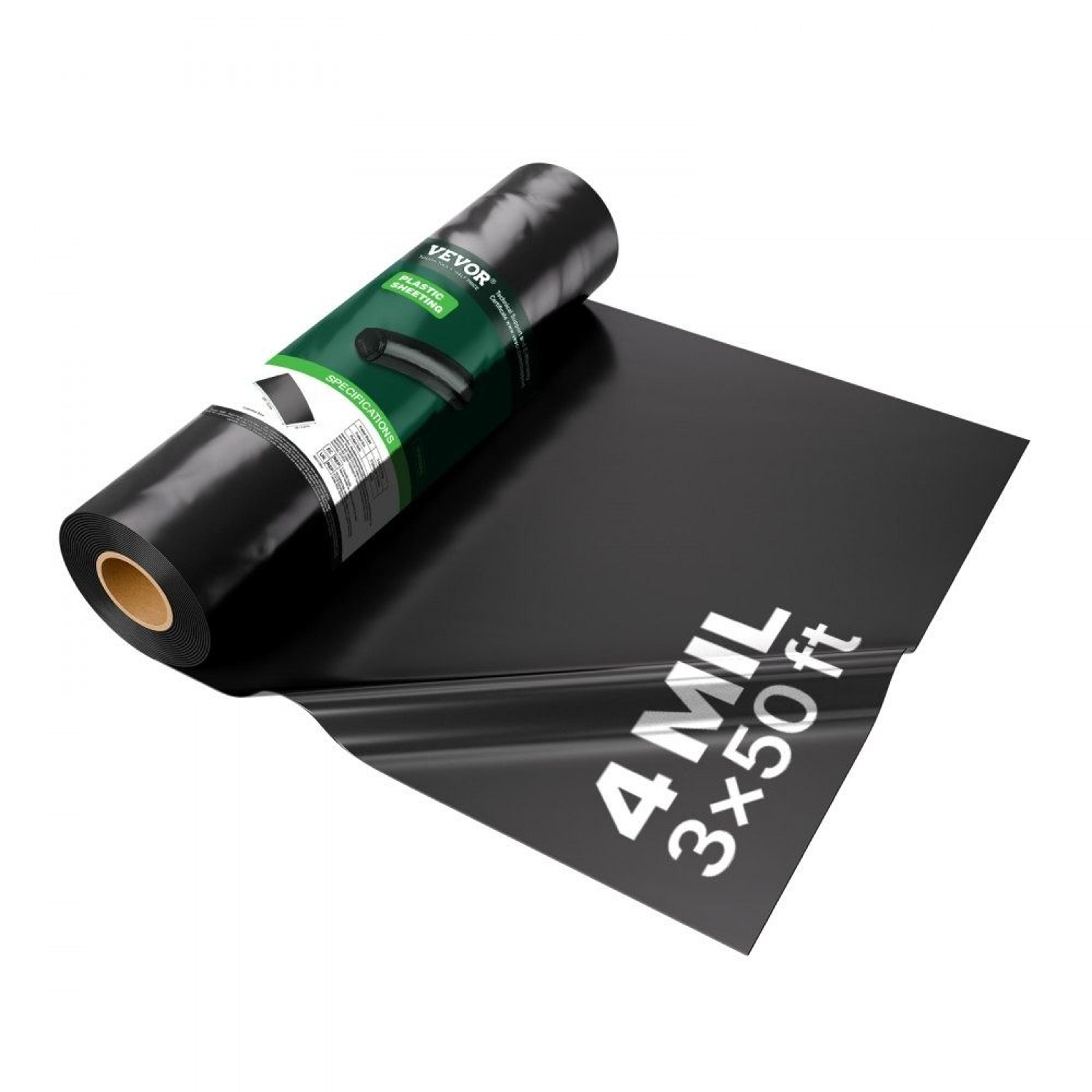 4 mil heavy duty plastic sheeting 3 x 50 ft black polyethylene vapor barrier roll