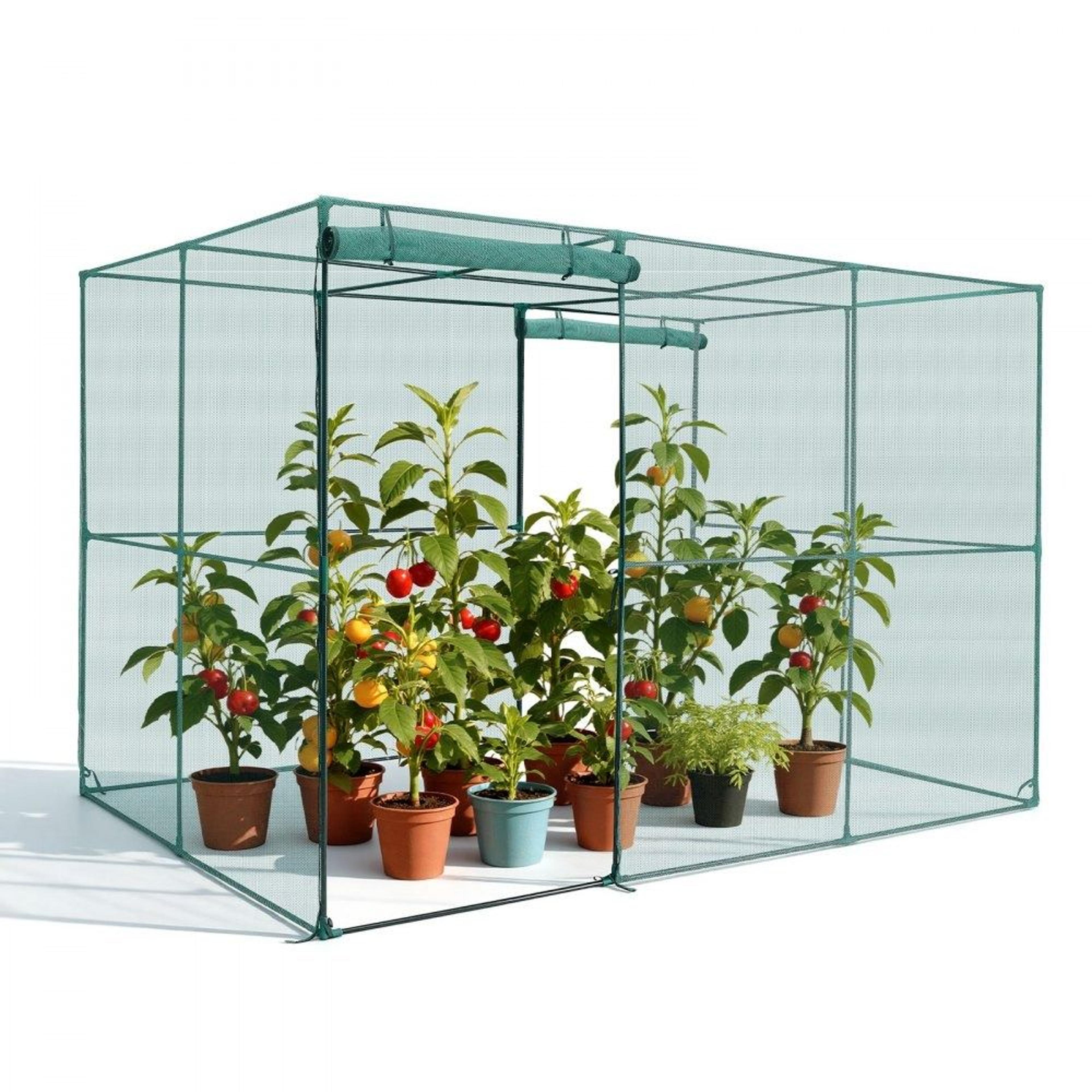9.5 ft crop cage plant protection tent with mesh netting and zippered door