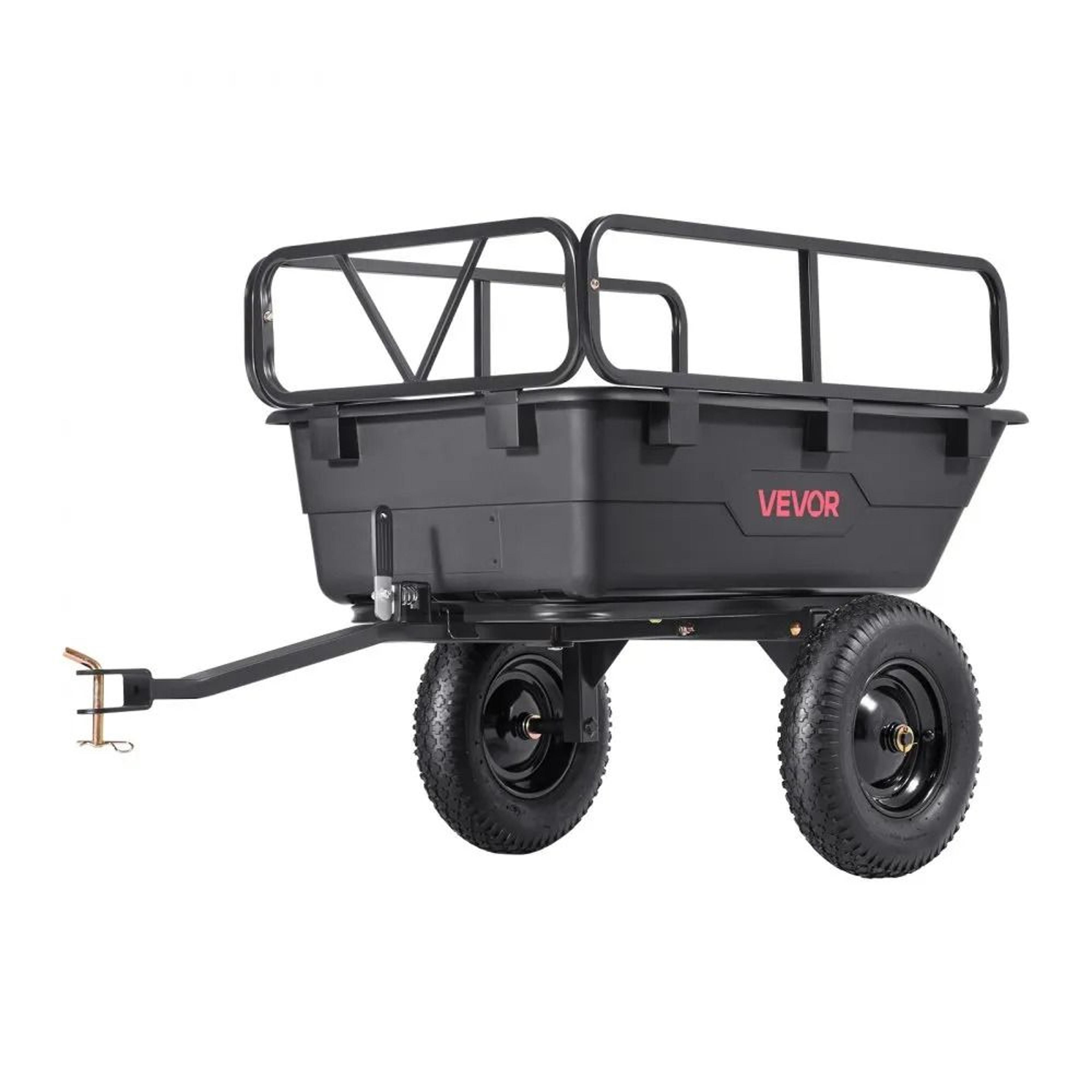 500 lb tow behind dump cart 10 cu ft garden utility trailer with 16 inch tires