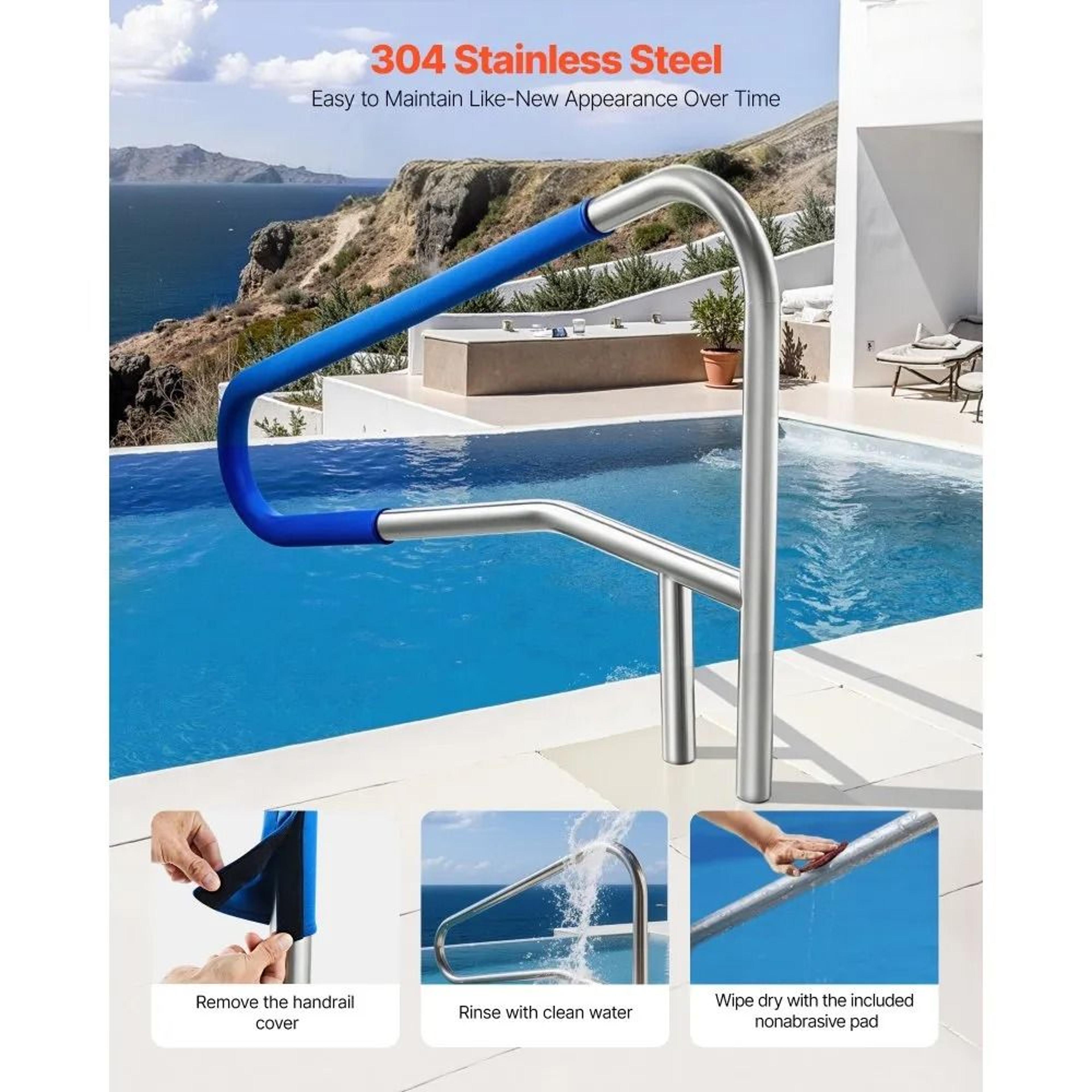 54 X 32 Inch Pool Handrail 220 Lbs Heavy Duty Stainless Steel Pool Rail With Nonslip Grip 3