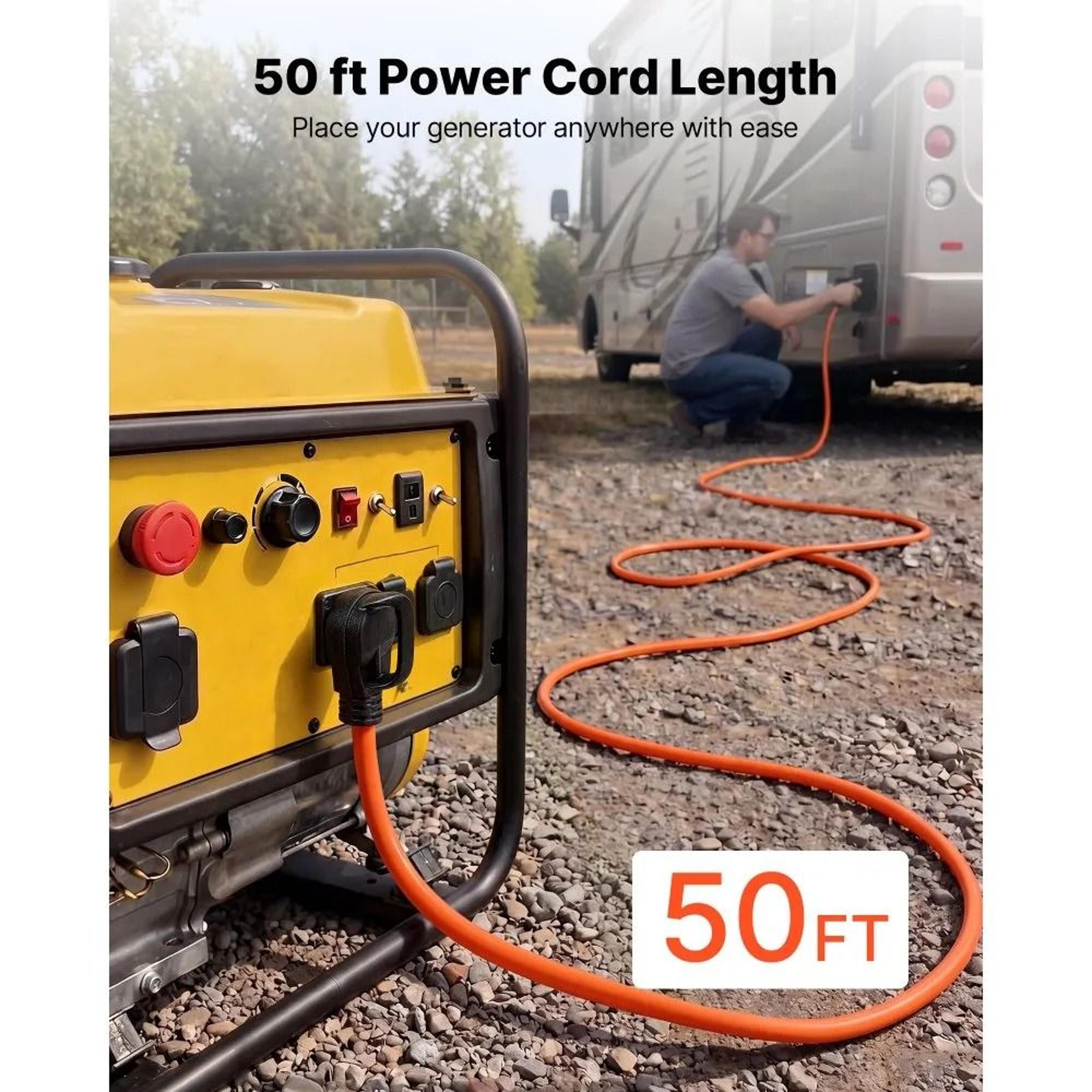 50 Amp Generator Cord 50 FT Heavy Duty RV Power Cord With NEMA 1450P To SS250R Twist Lock 1