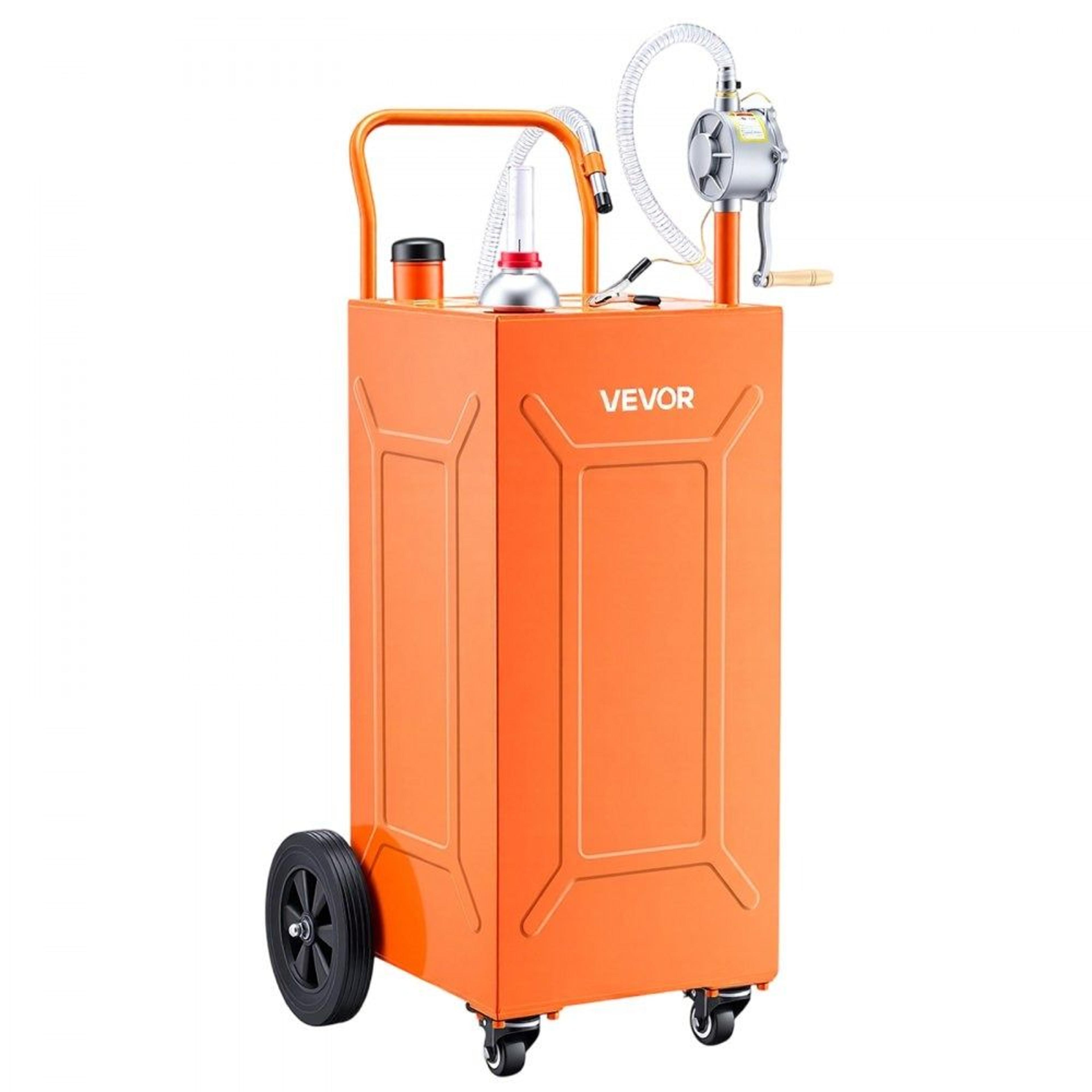 35 gallon fuel caddy portable fuel transfer tank with manual pump and 4 wheels