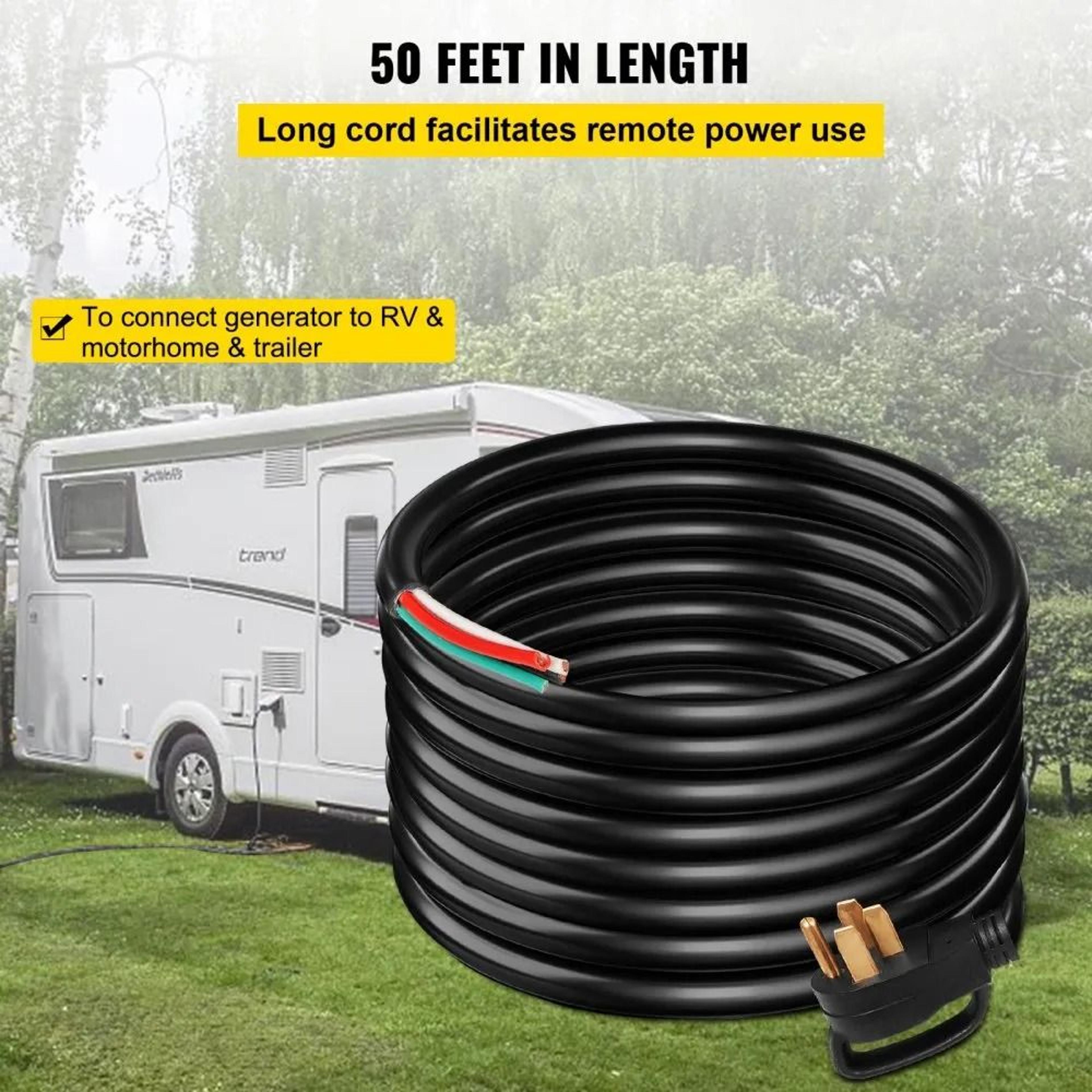 50 Amp Generator Cord 50 FT Heavy Duty NEMA 1450P To Bare Wire Power Cable 4