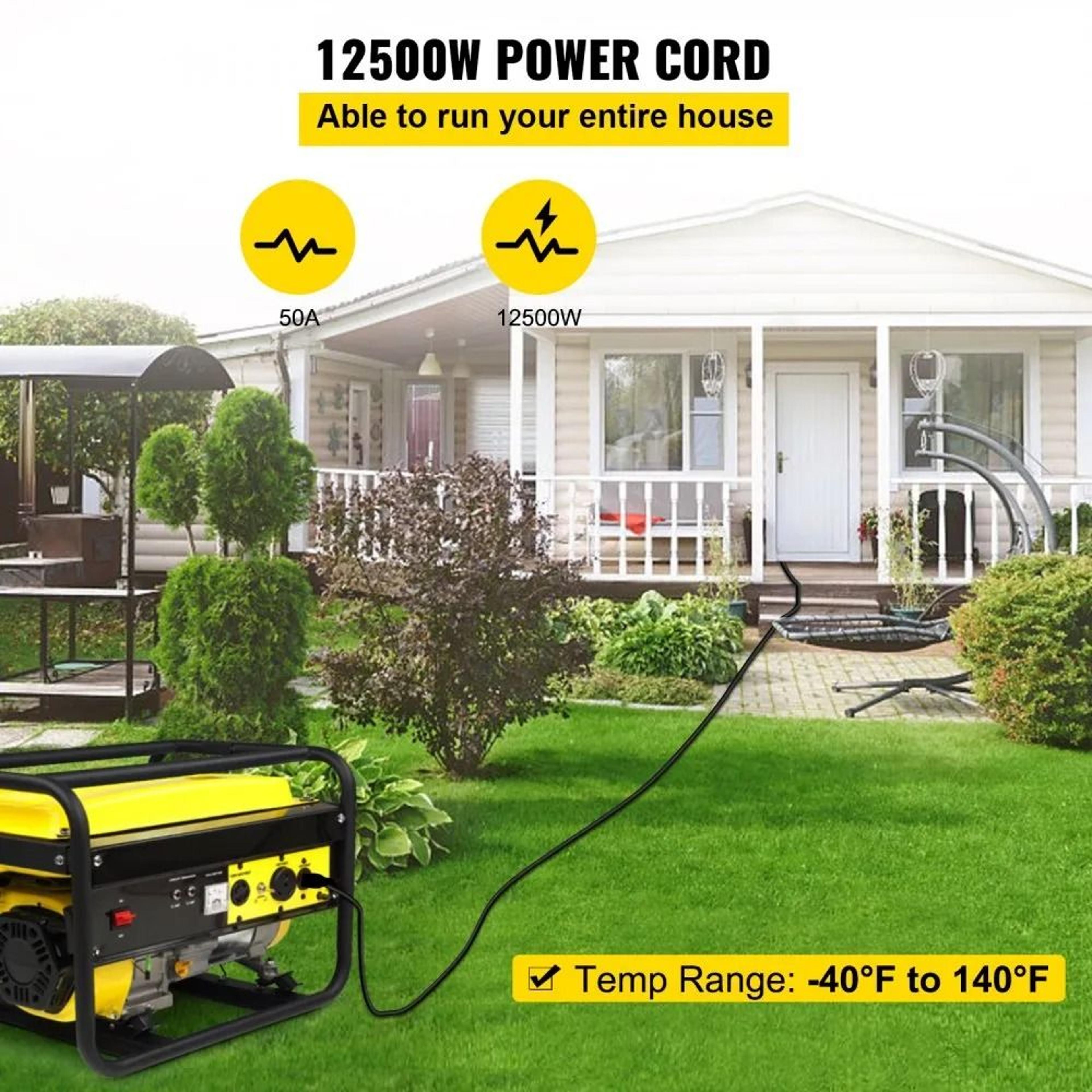 50 Amp Generator Cord 50 FT Heavy Duty NEMA 1450P To Bare Wire Power Cable 5