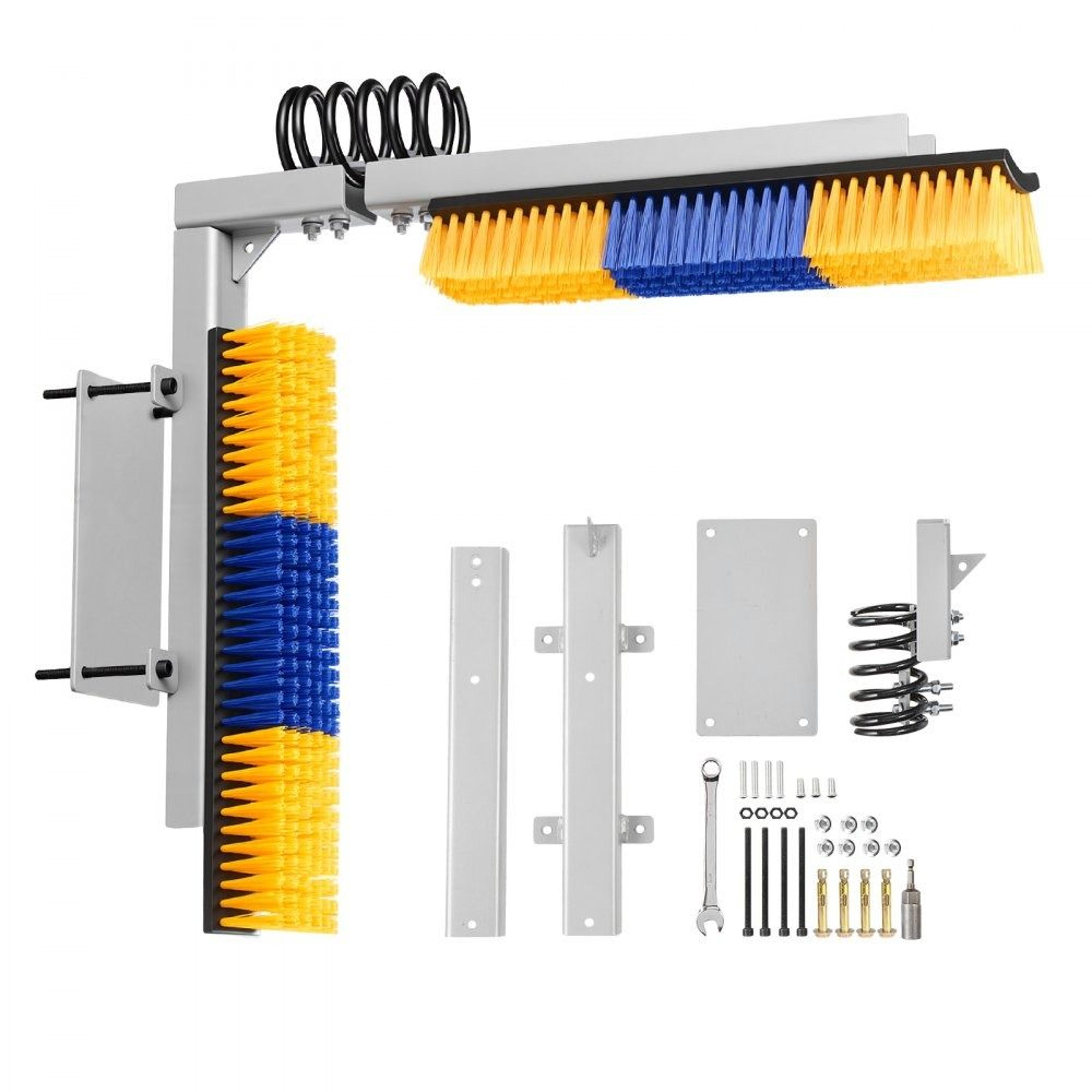 2 way livestock scratching brush with dual sided cow scratcher and mounting bracket