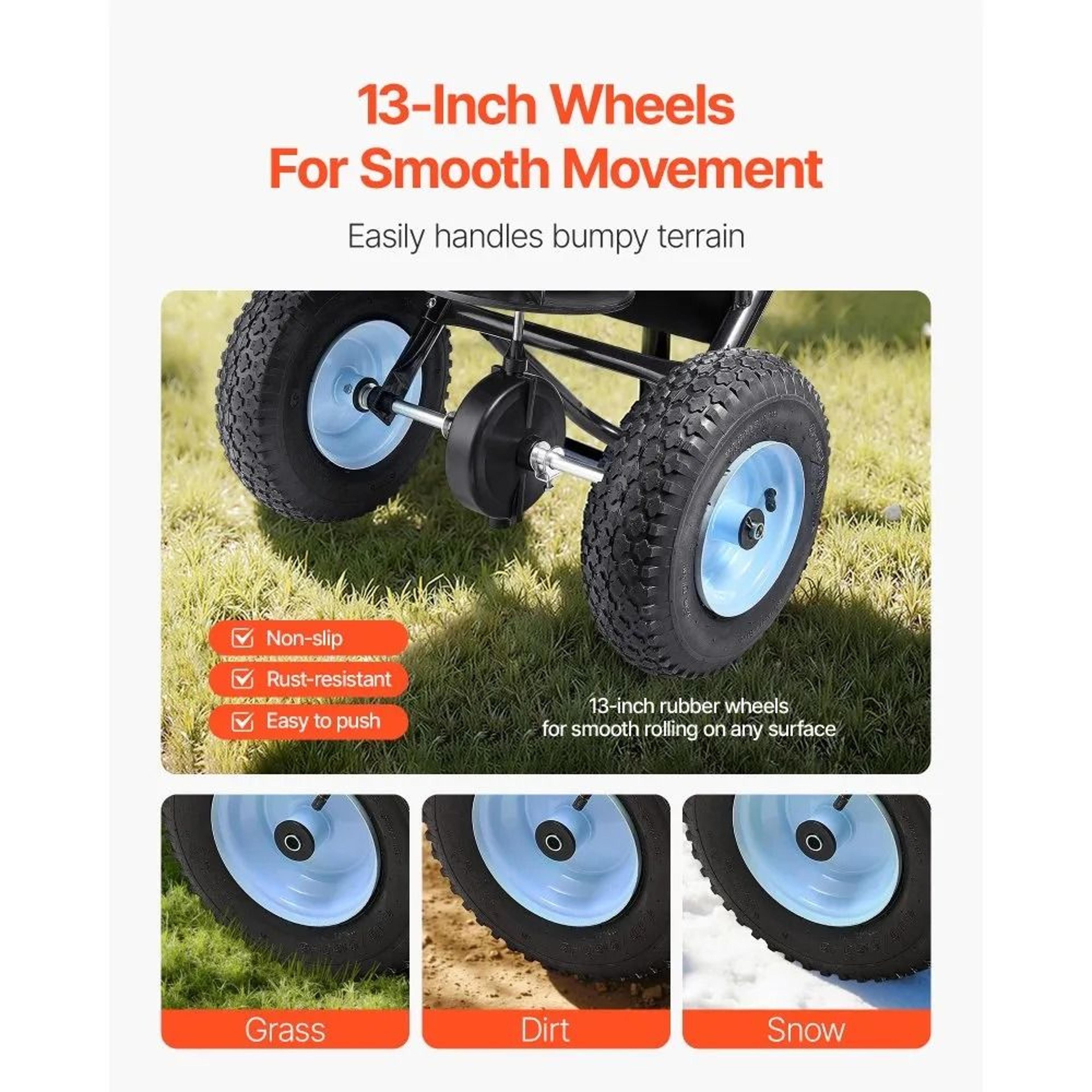 100 Lb Broadcast Spreader With 13 Inch Pneumatic Tires And Adjustable 98 Ft Spread 5