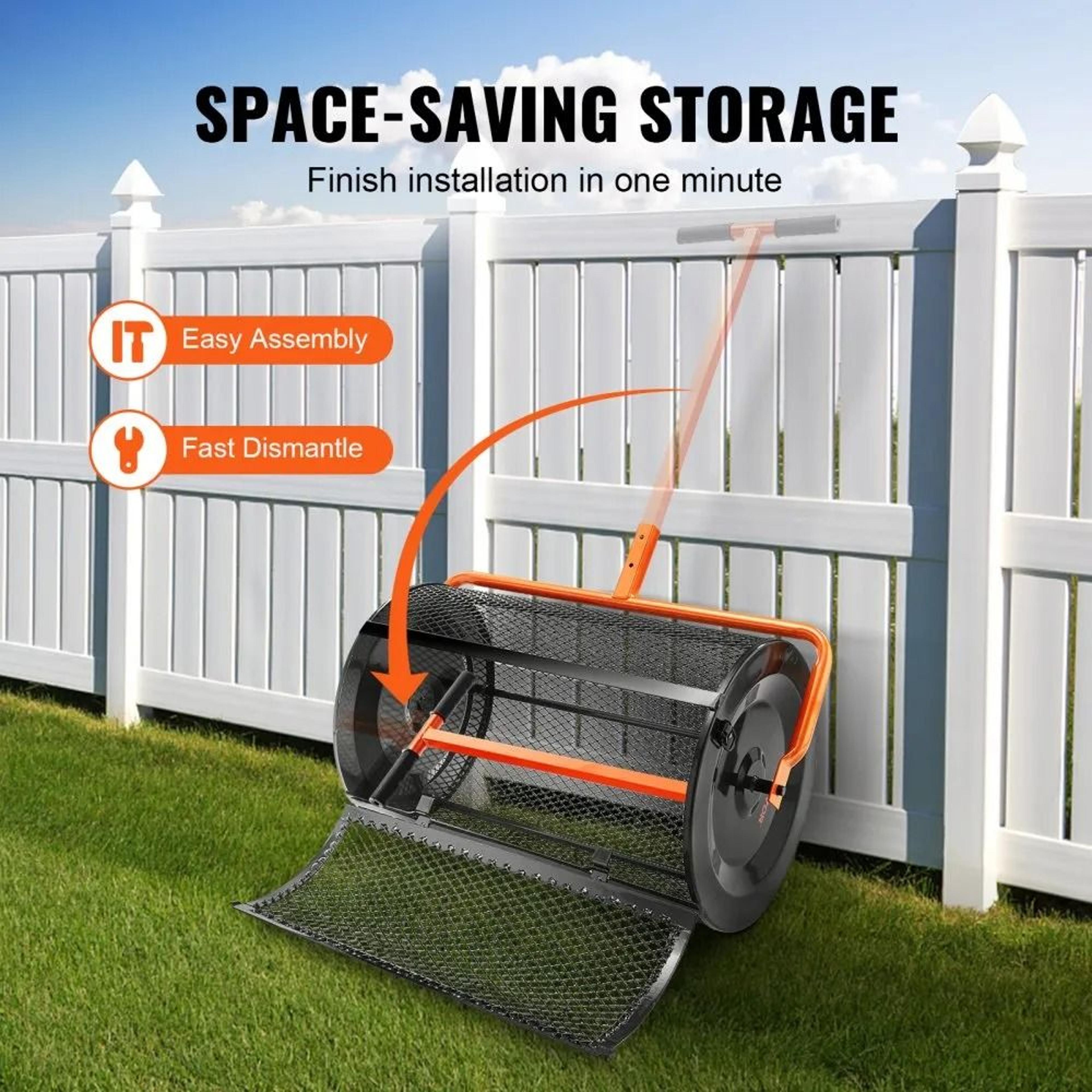 24 Inch Compost Spreader And Peat Moss Spreader With Adjustable Handle 3