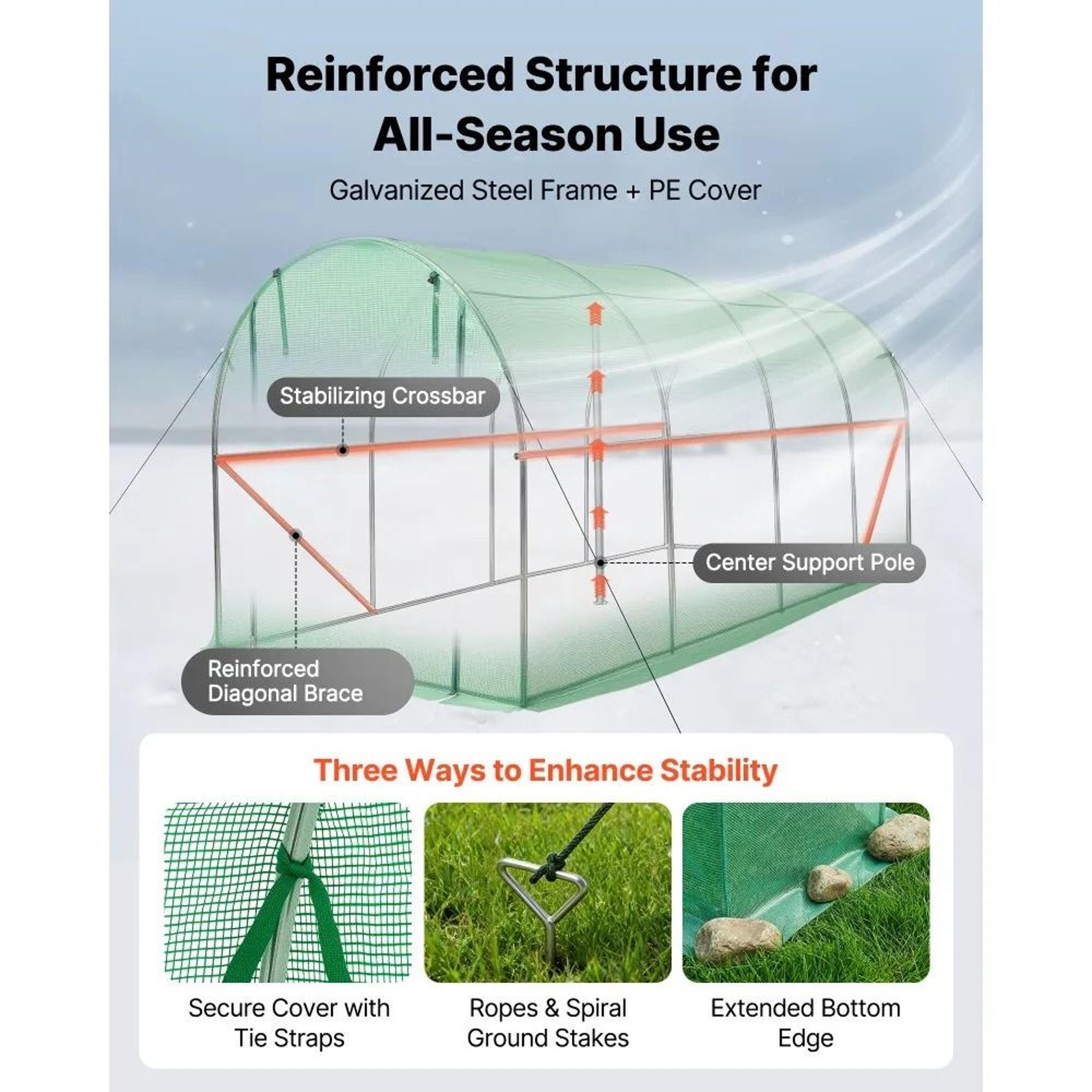 Walk In Tunnel Greenhouse With Watering System And Galvanized Steel Frame 5