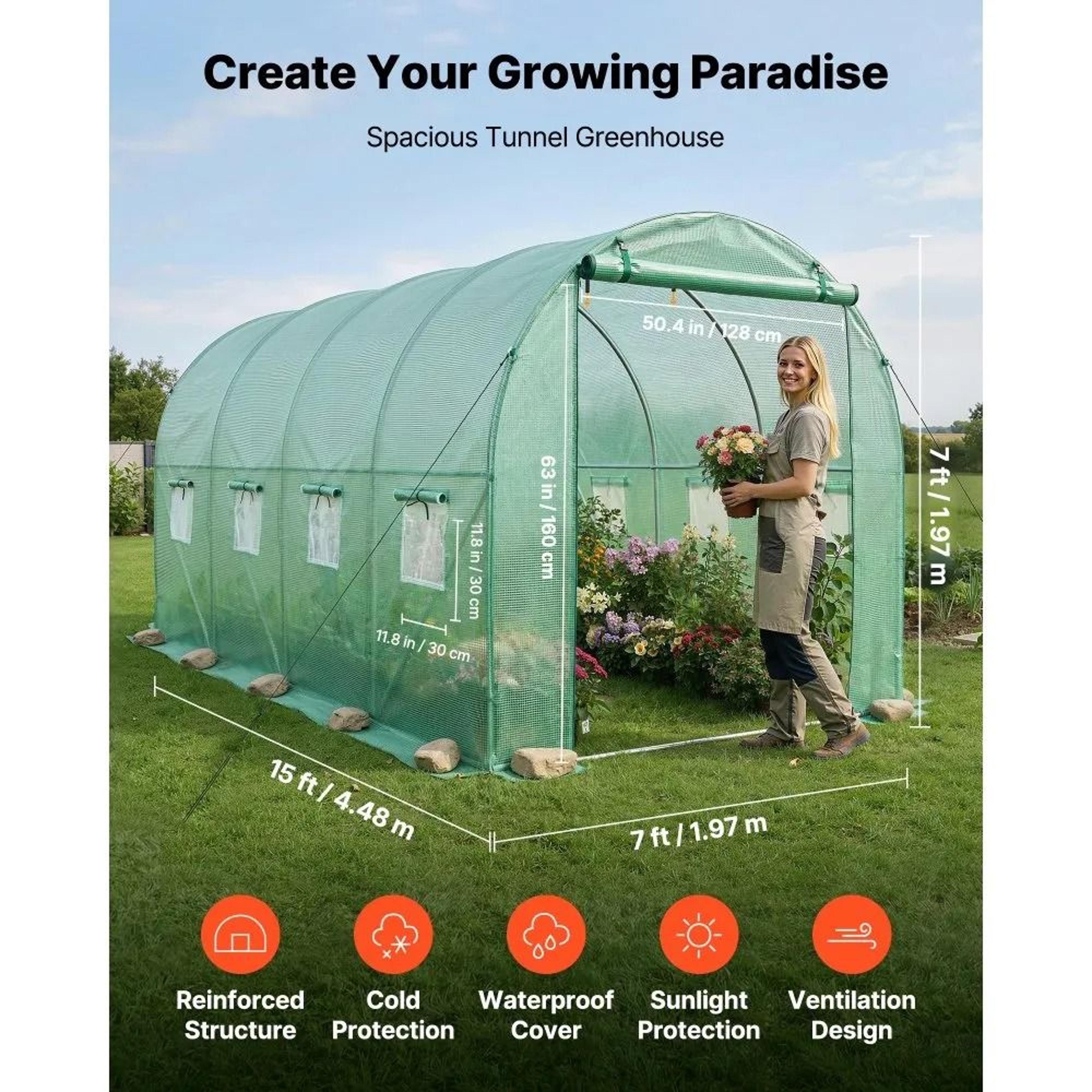 Walk In Tunnel Greenhouse With Watering System And Galvanized Steel Frame 1