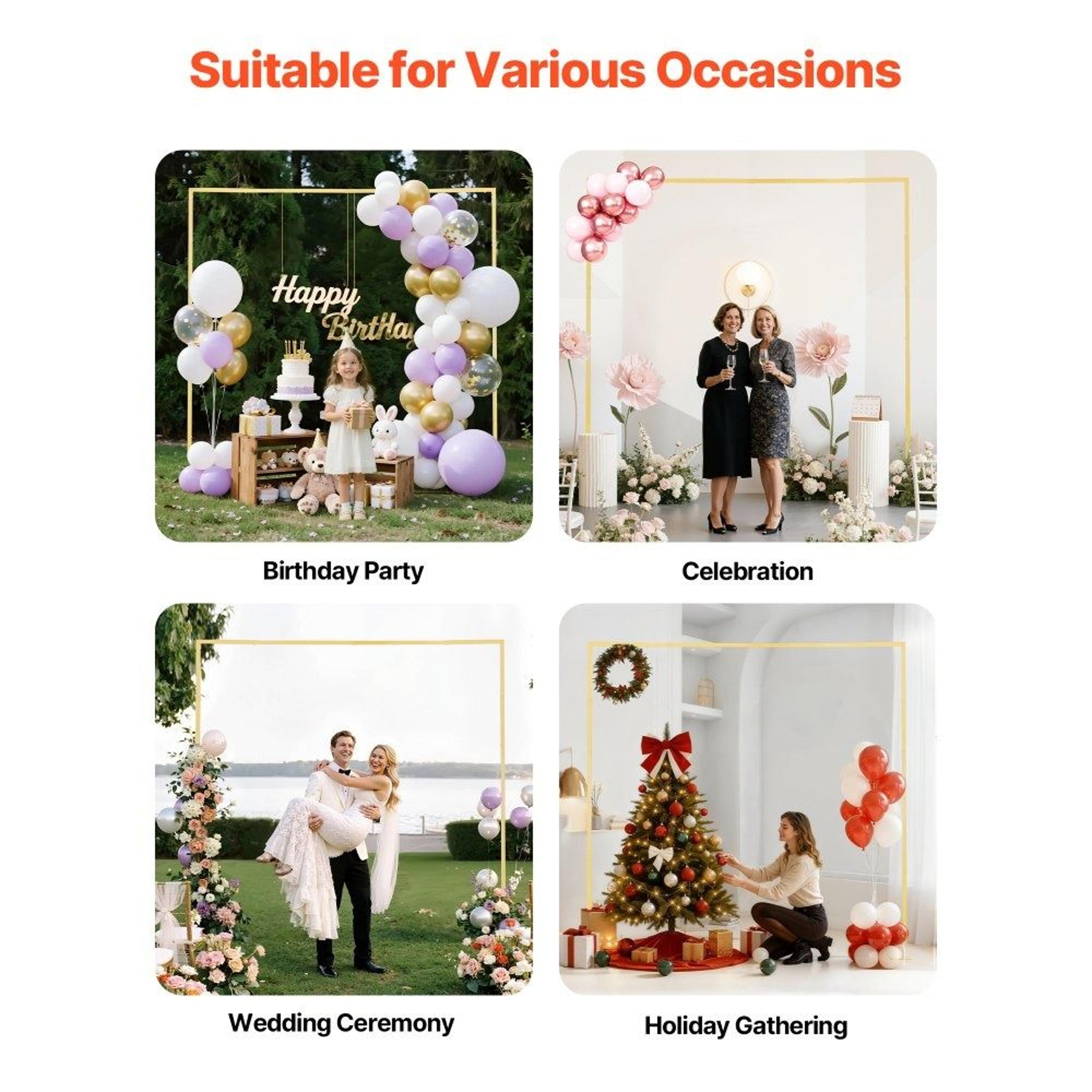 8 X 8 Ft Gold Wedding Arch Backdrop Stand For Parties And Ceremonies 5