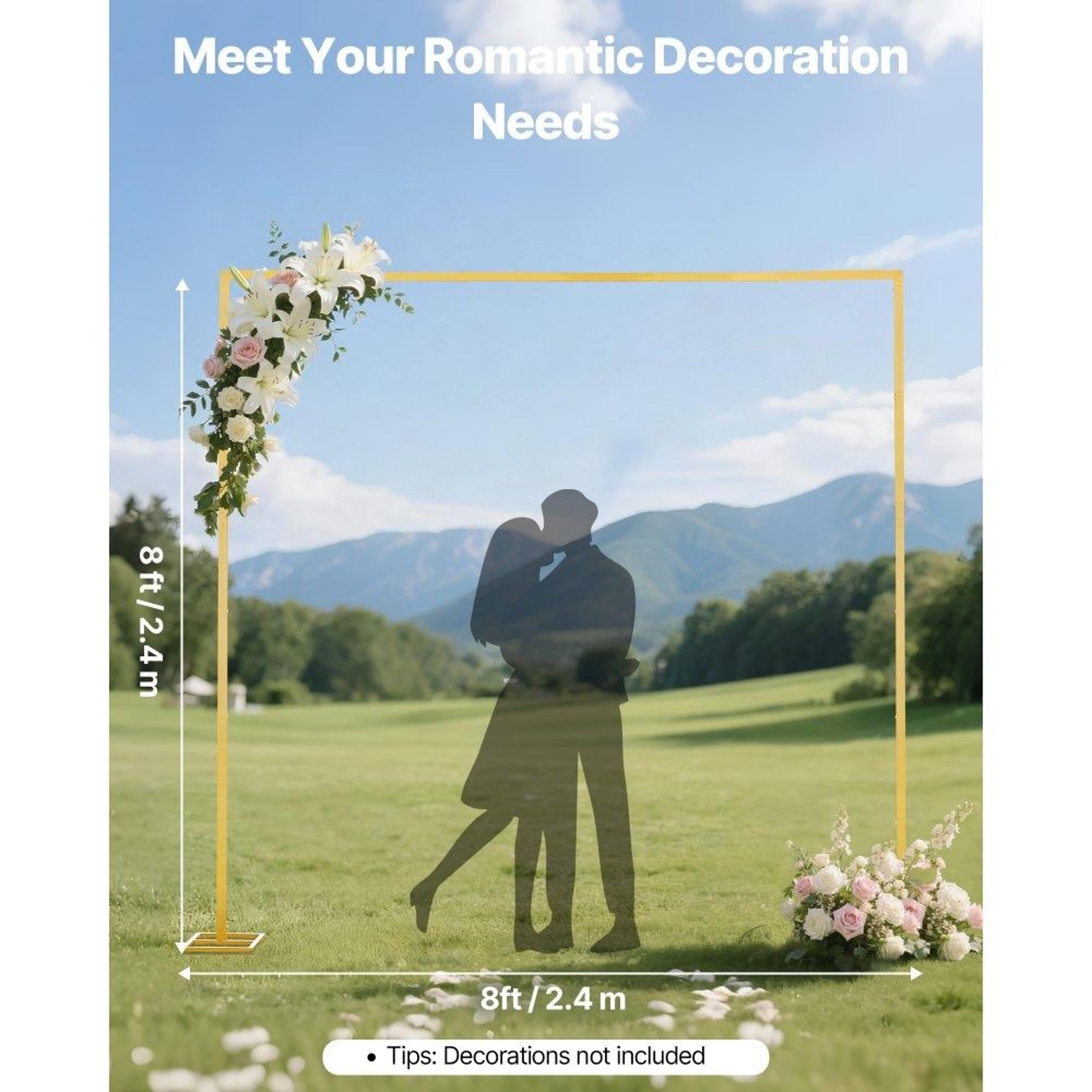 8 X 8 Ft Gold Wedding Arch Backdrop Stand For Parties And Ceremonies 3