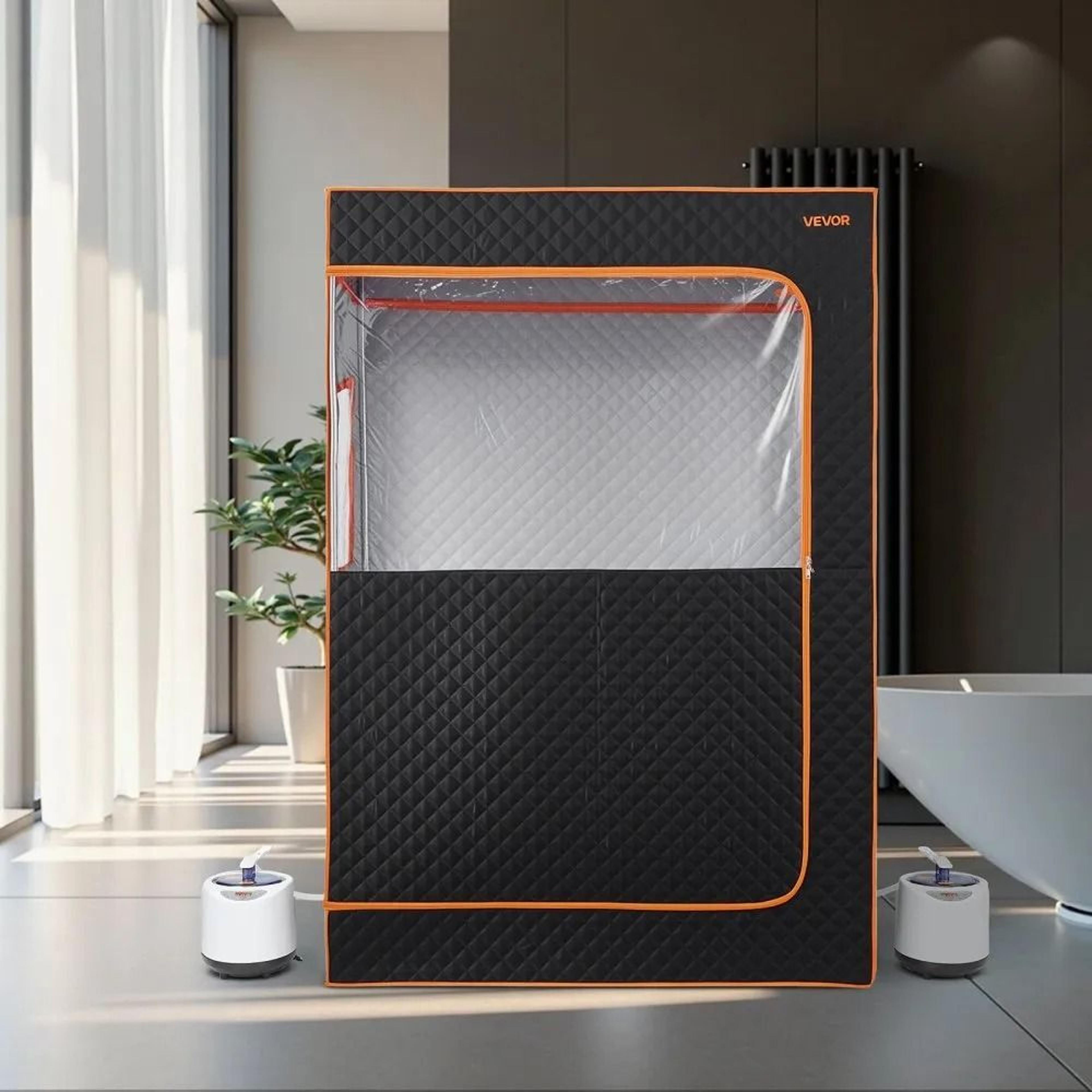 2 Person Portable Steam Sauna With 1000W Steamer Chairs And Remote 5