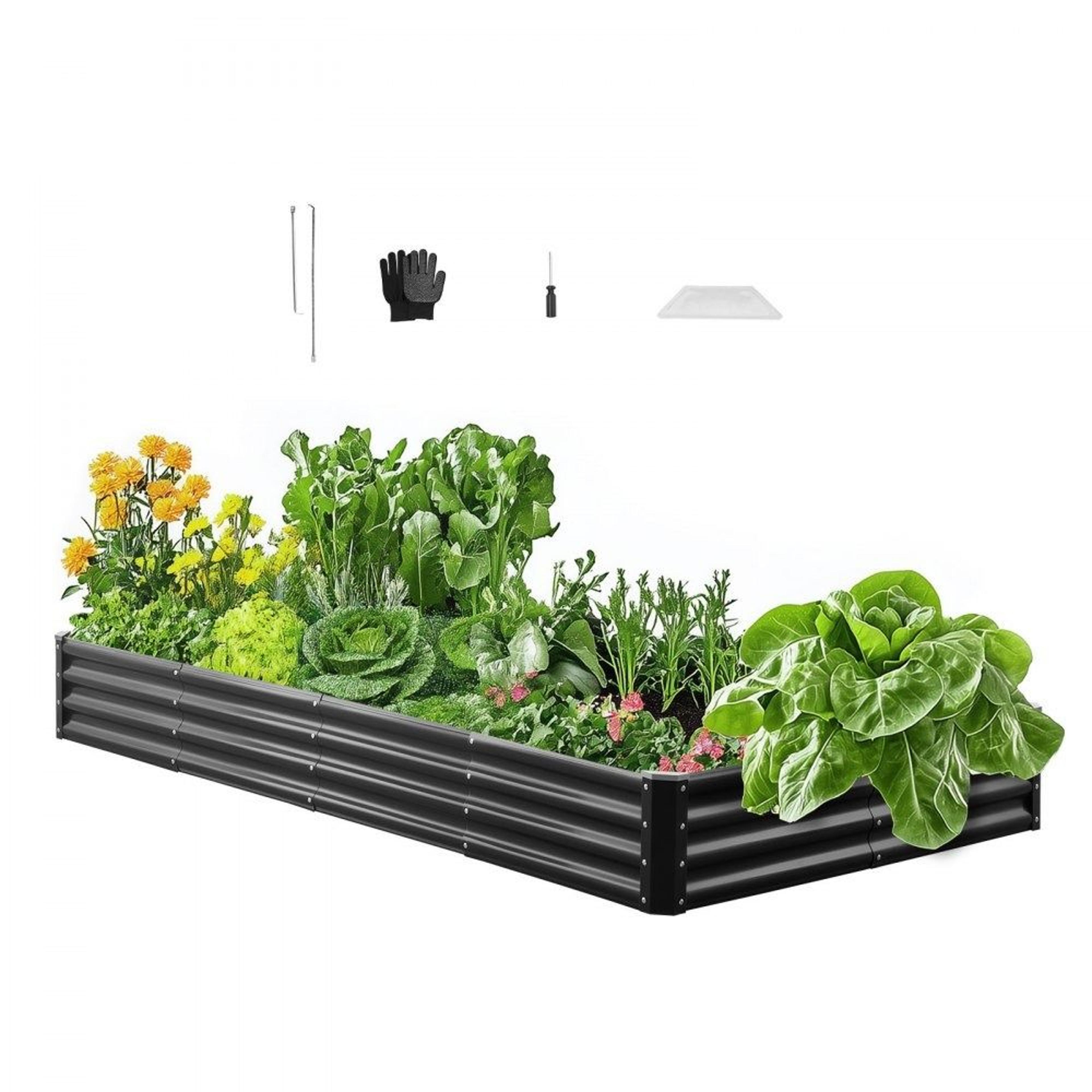 8x4 ft metal raised garden bed with open bottom galvanized planter box