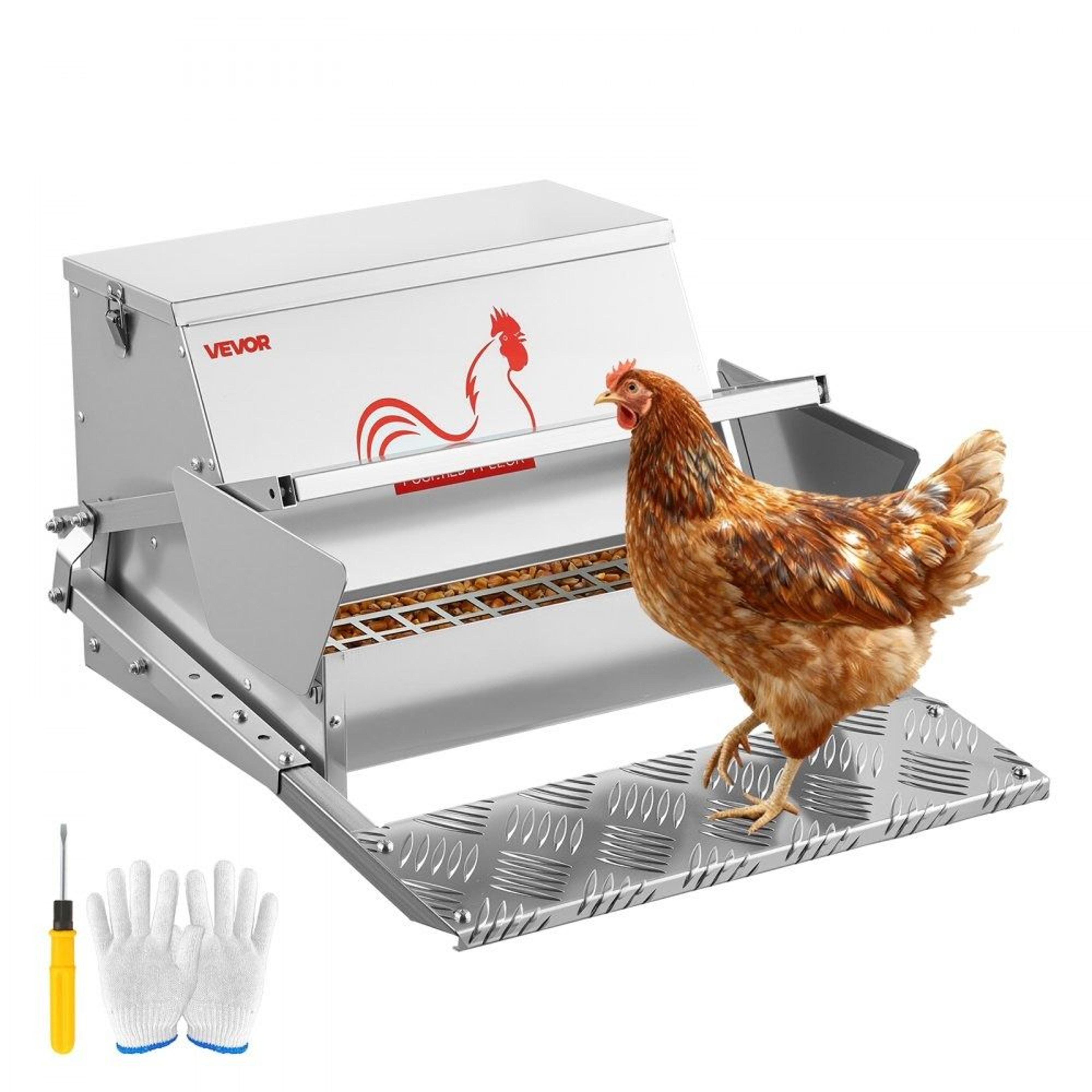 25 lb automatic chicken feeder rainproof treadle poultry feeder