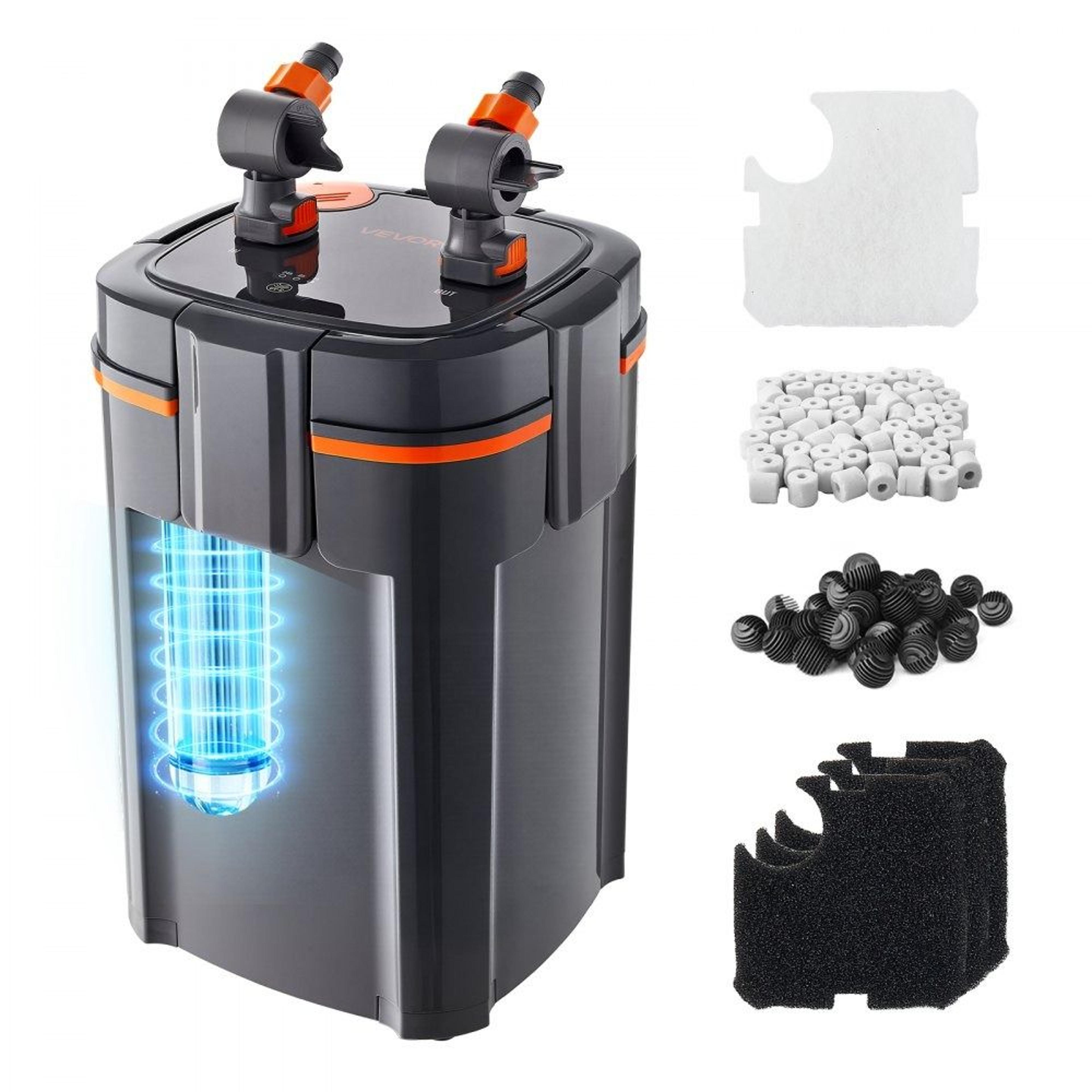 396gph 4 stage aquarium canister filter for 100 to 125 gallon fish tanks