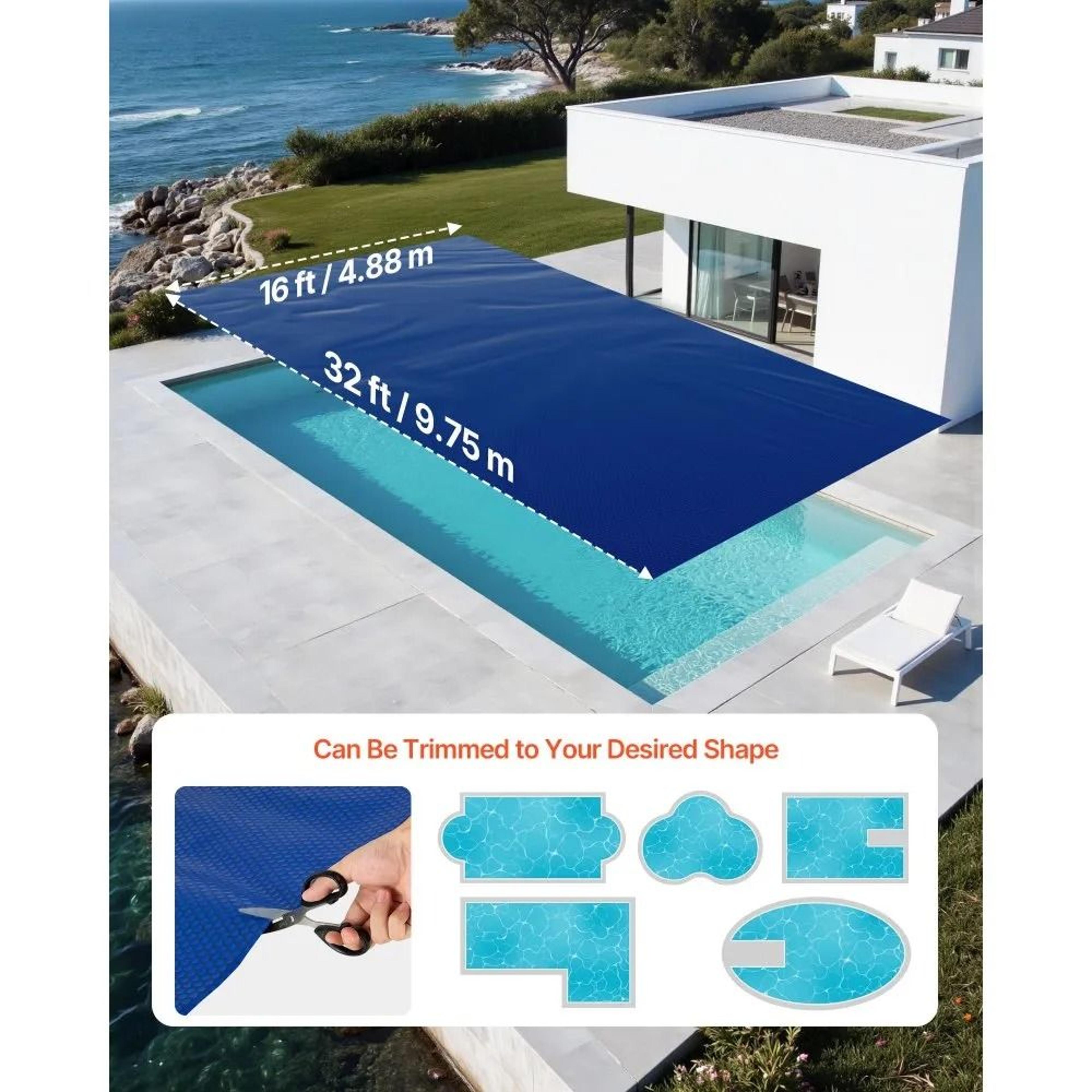 16 Mil Solar Pool Cover 32 X 16 Ft Heat Retaining Pool Blanket 3